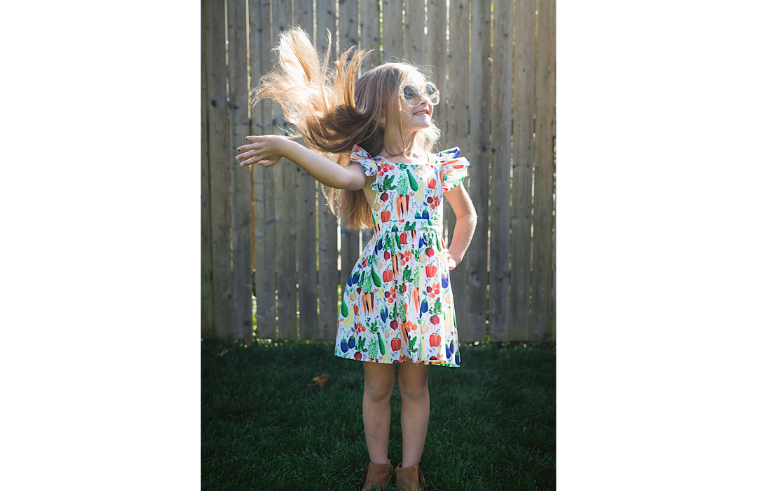 Ruffle Sleeve Dress In Veggies