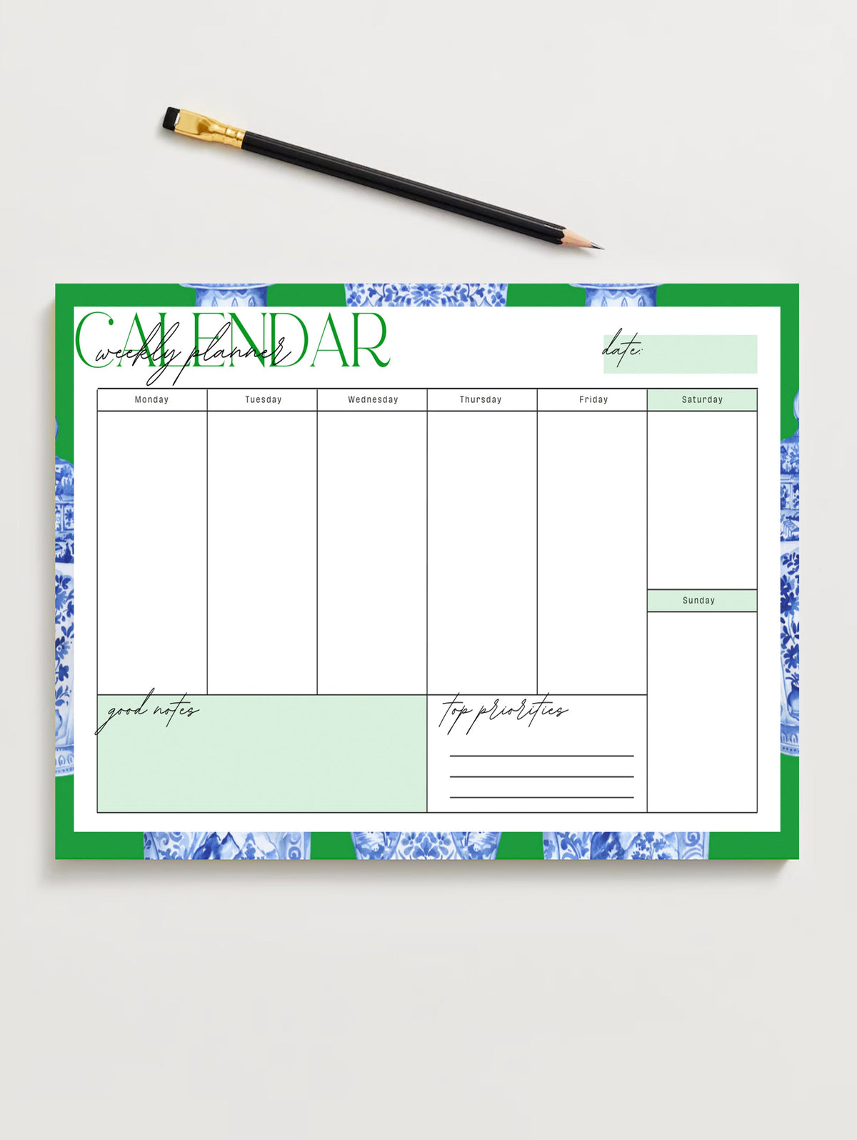Ginger Jar Weekly Planner - Green | Planner By Josil Paperie