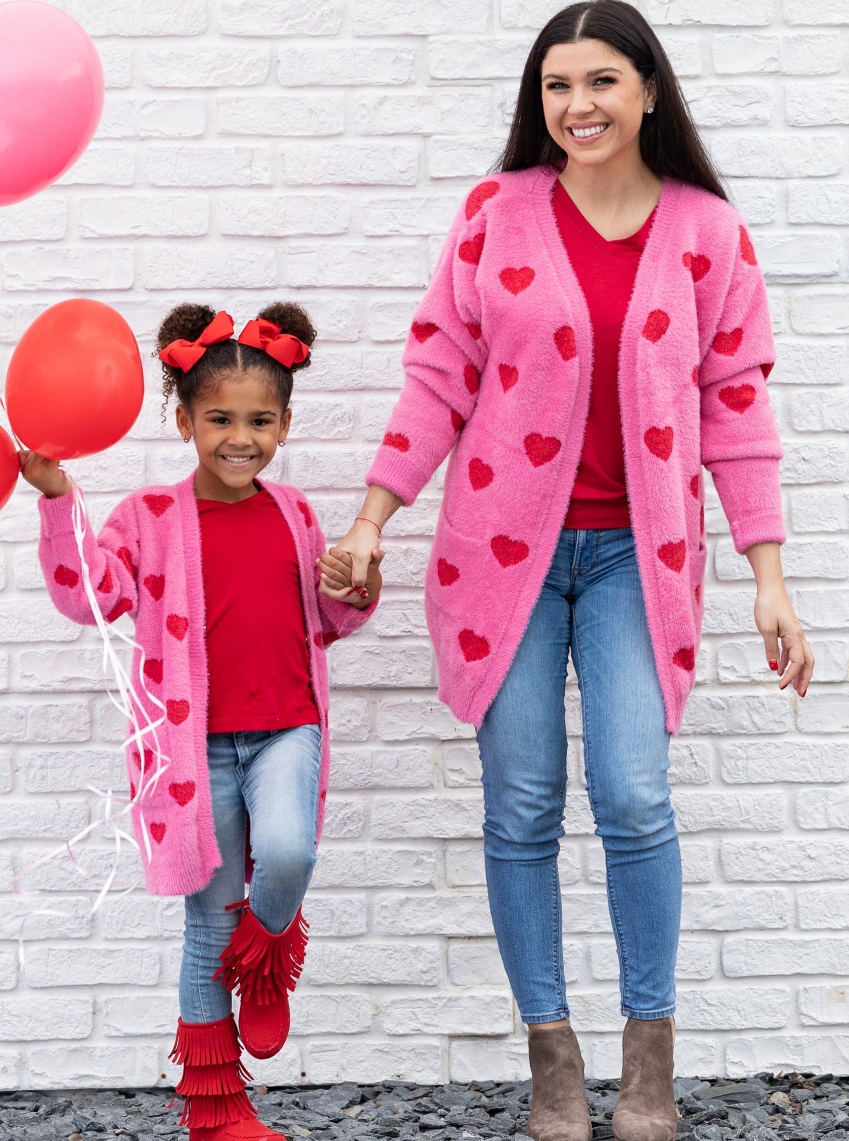 Mommy And Me I Love You Lots Oversized Heart Cardigan