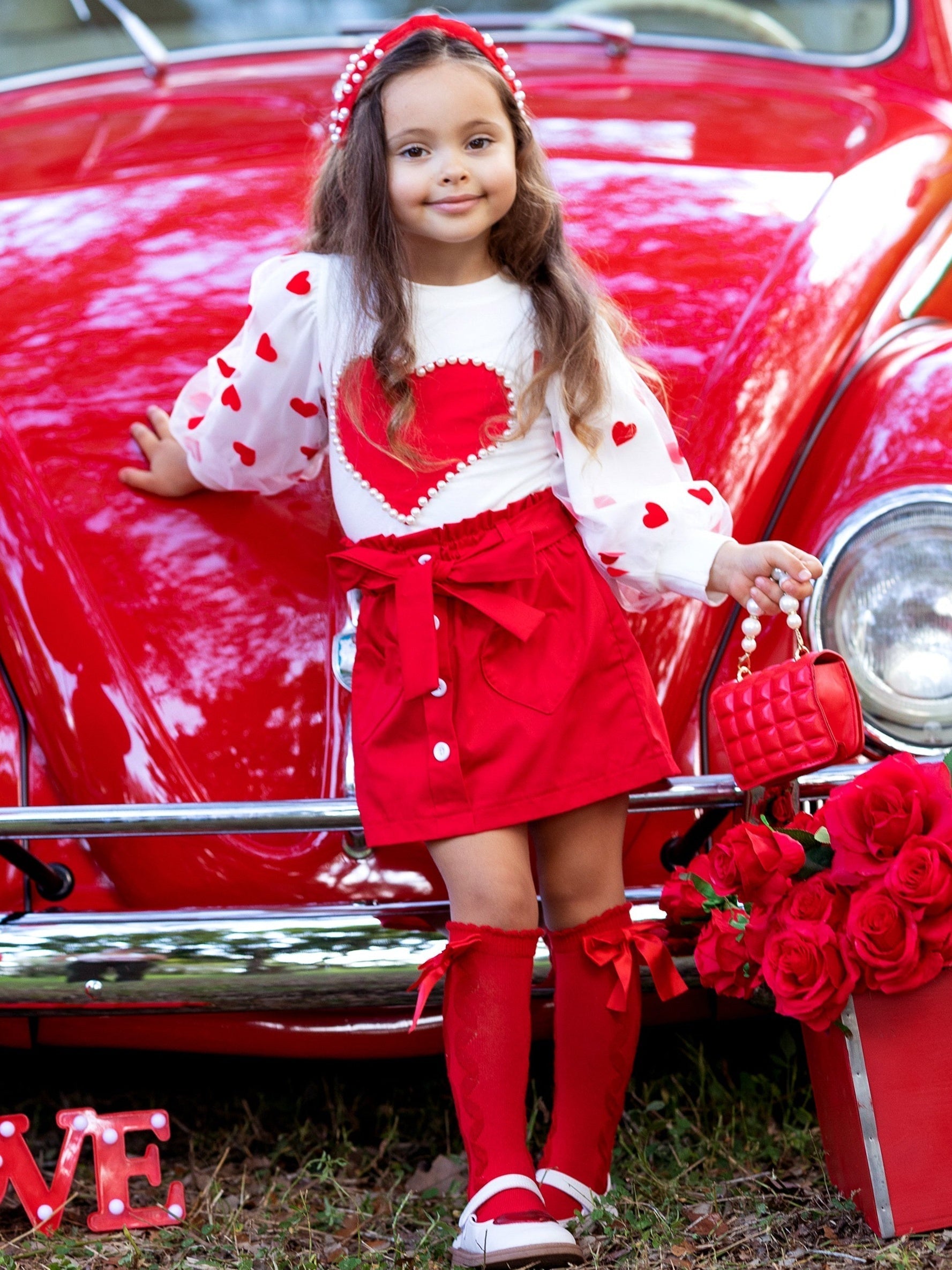 So Loved Tulle Sleeve Top And Skirt Set