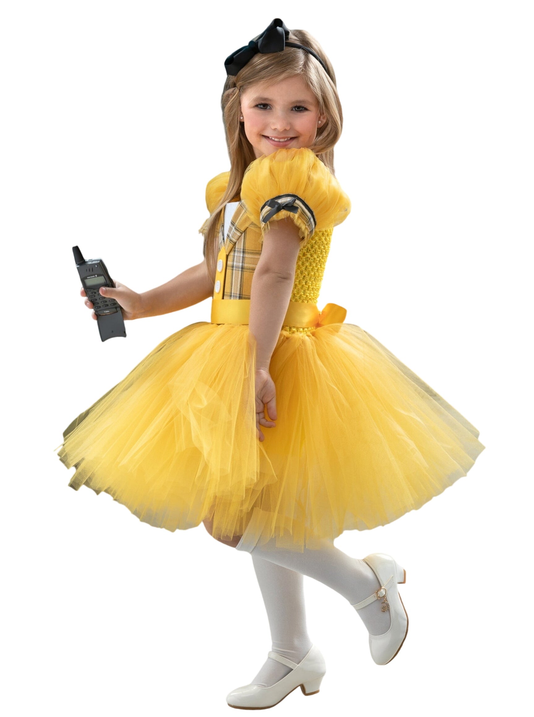 Girls 90s Beverly Hills Preppy Tutu Costume Dress