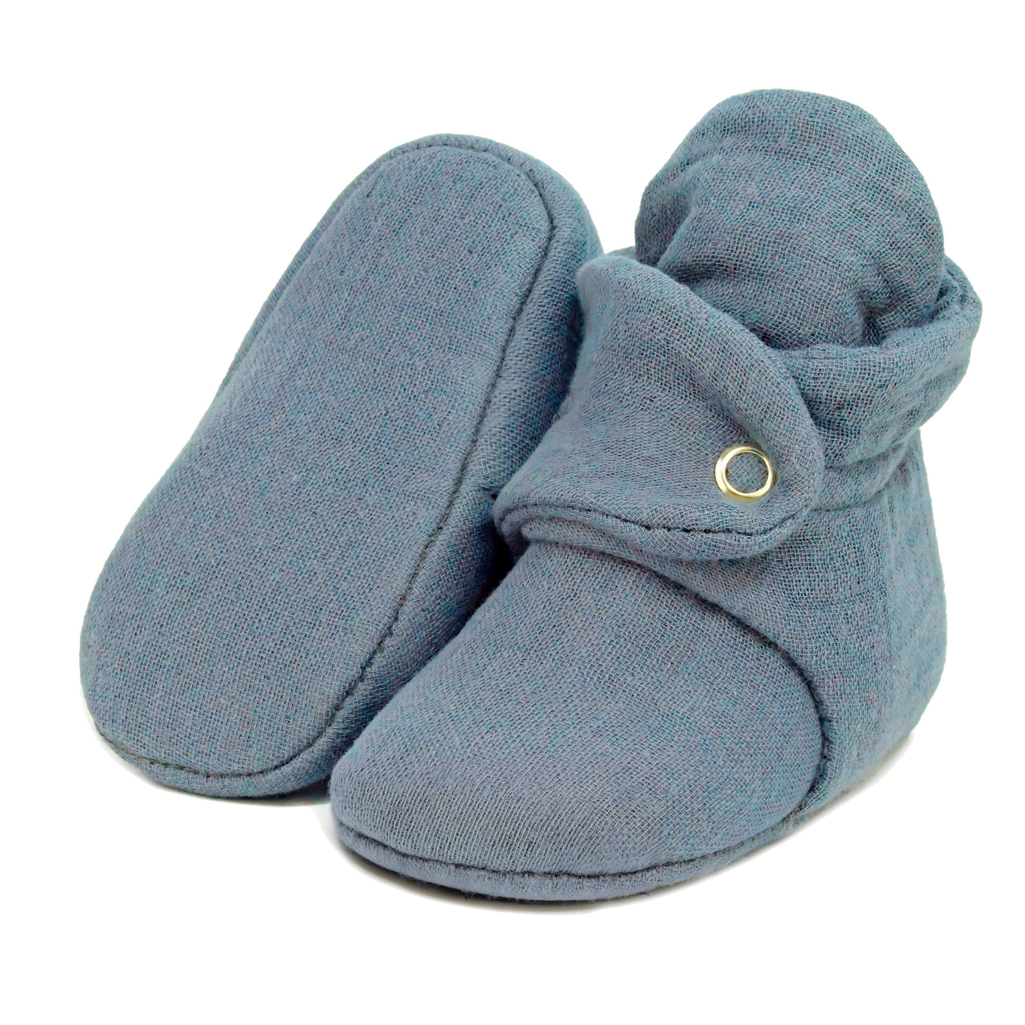 Muslin Stay On Baby Booties Dark Gray