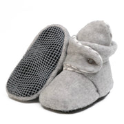 Anti-slip Sole, Fleece Baby Booties, Newborn Home Booties, Sweat Proof Organic Cotton Lining, Gray