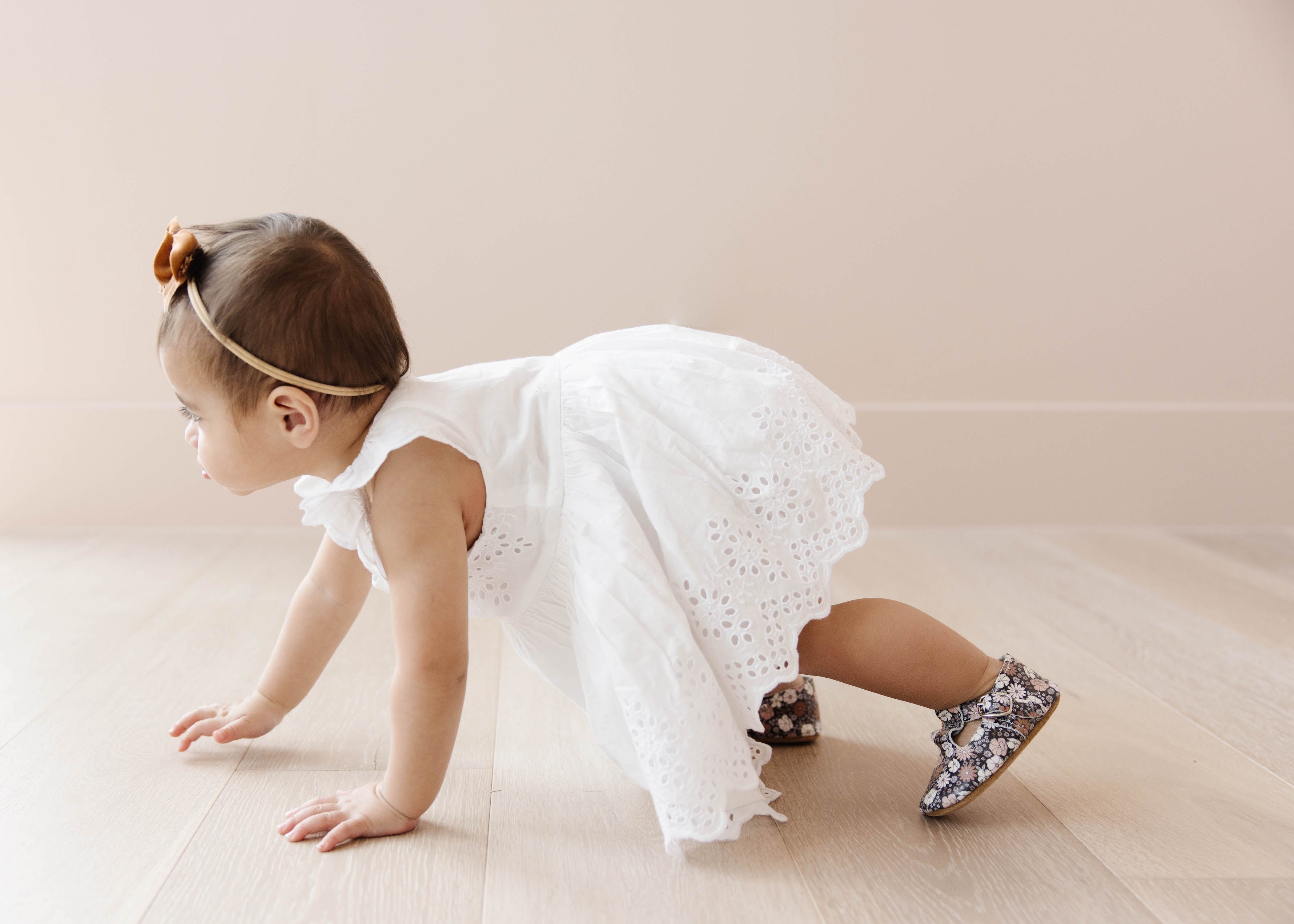 Black Floral - T-strap Mary Jane - Soft Sole