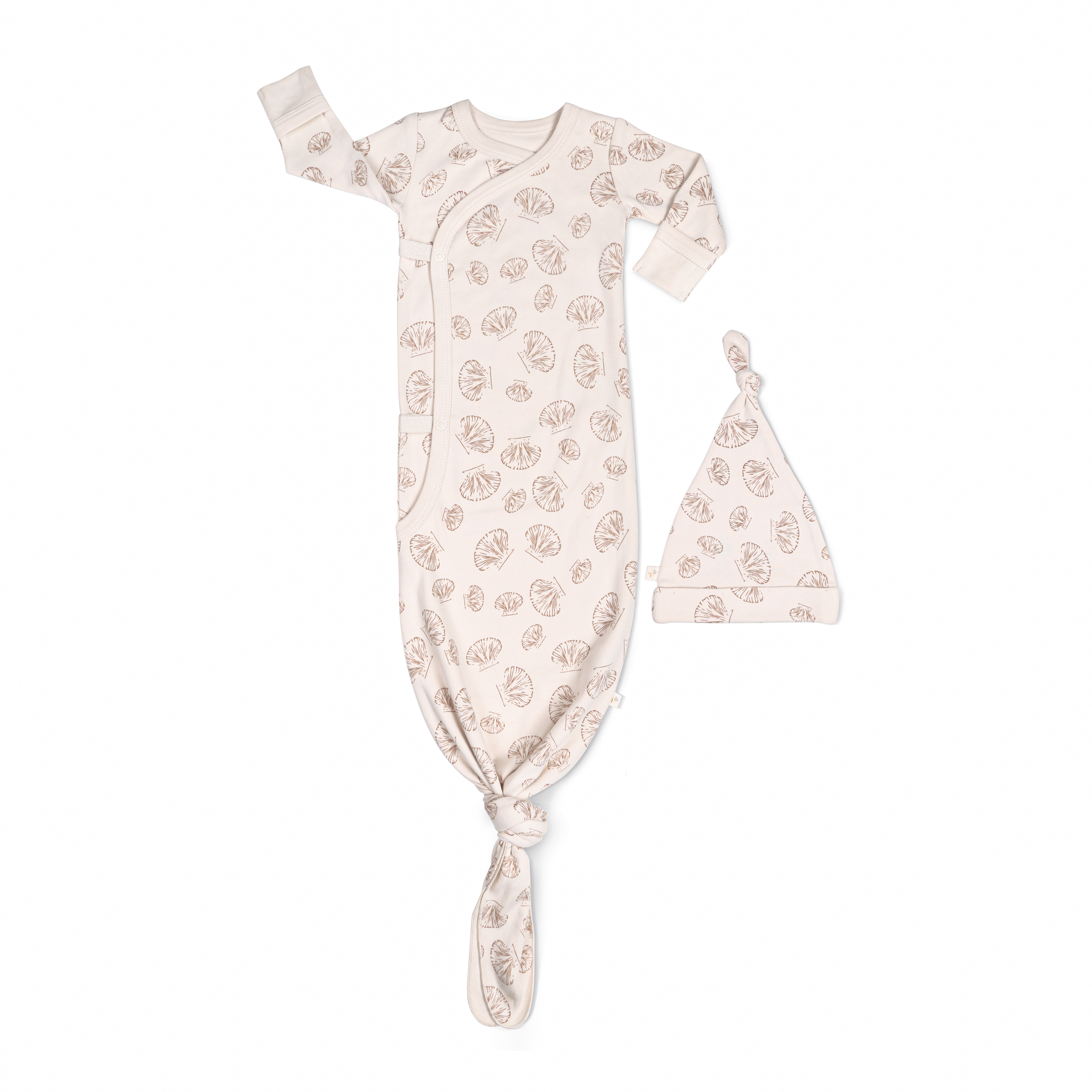 Organic Kimono Knotted Sleep Gown - Seashells