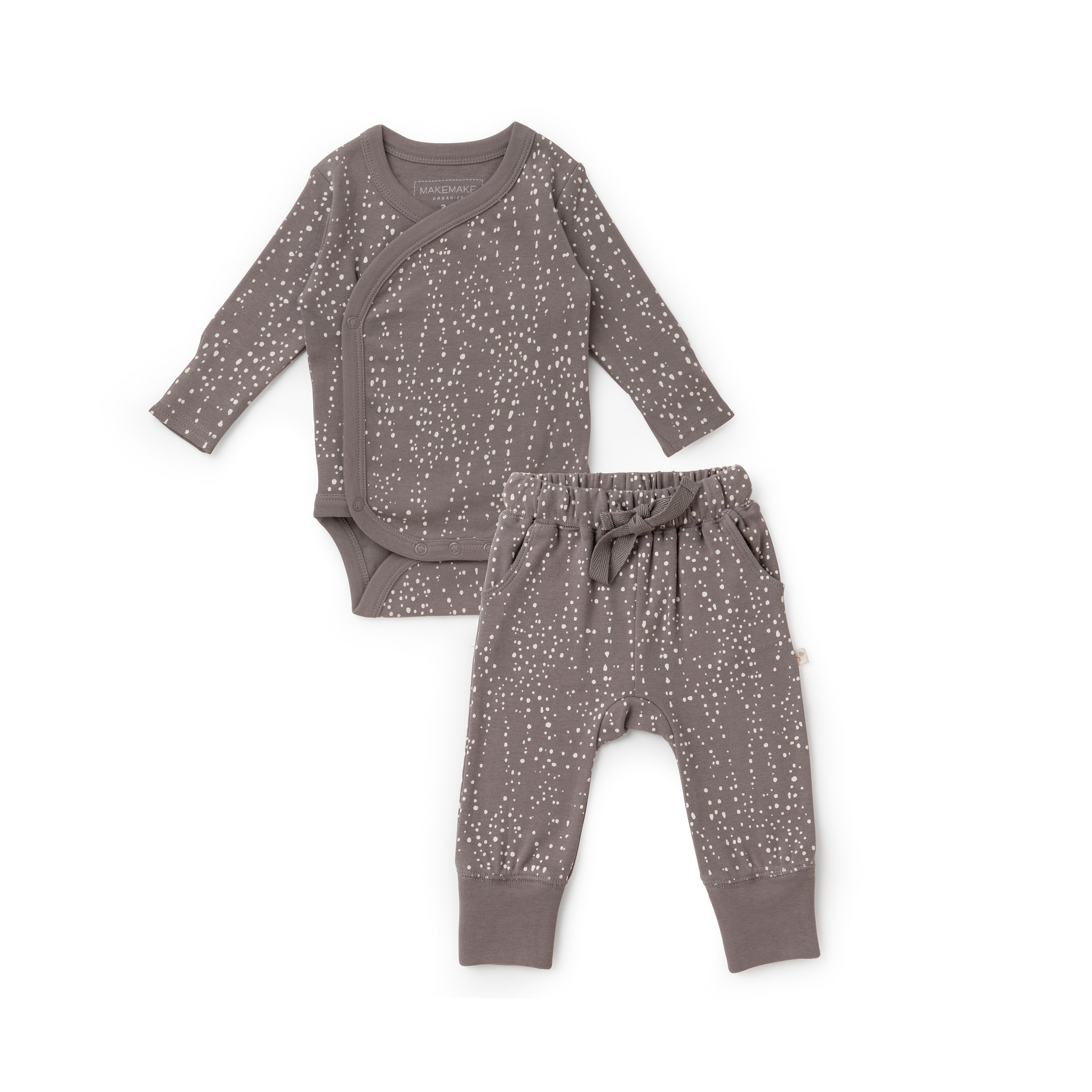 Organic Kimono Onesie & Pants Set - Speckle