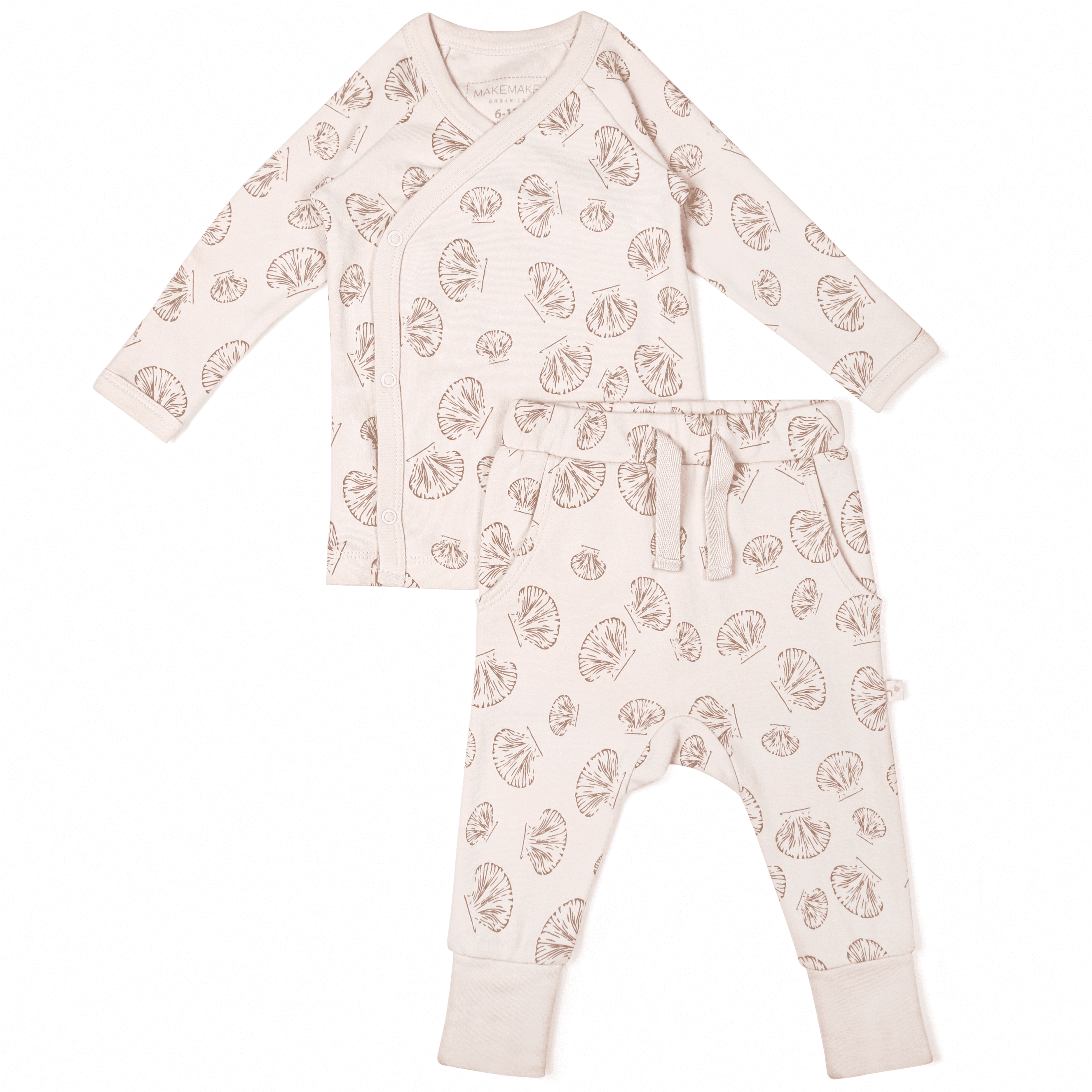 Organic Kimono Top & Pants Set -seashells