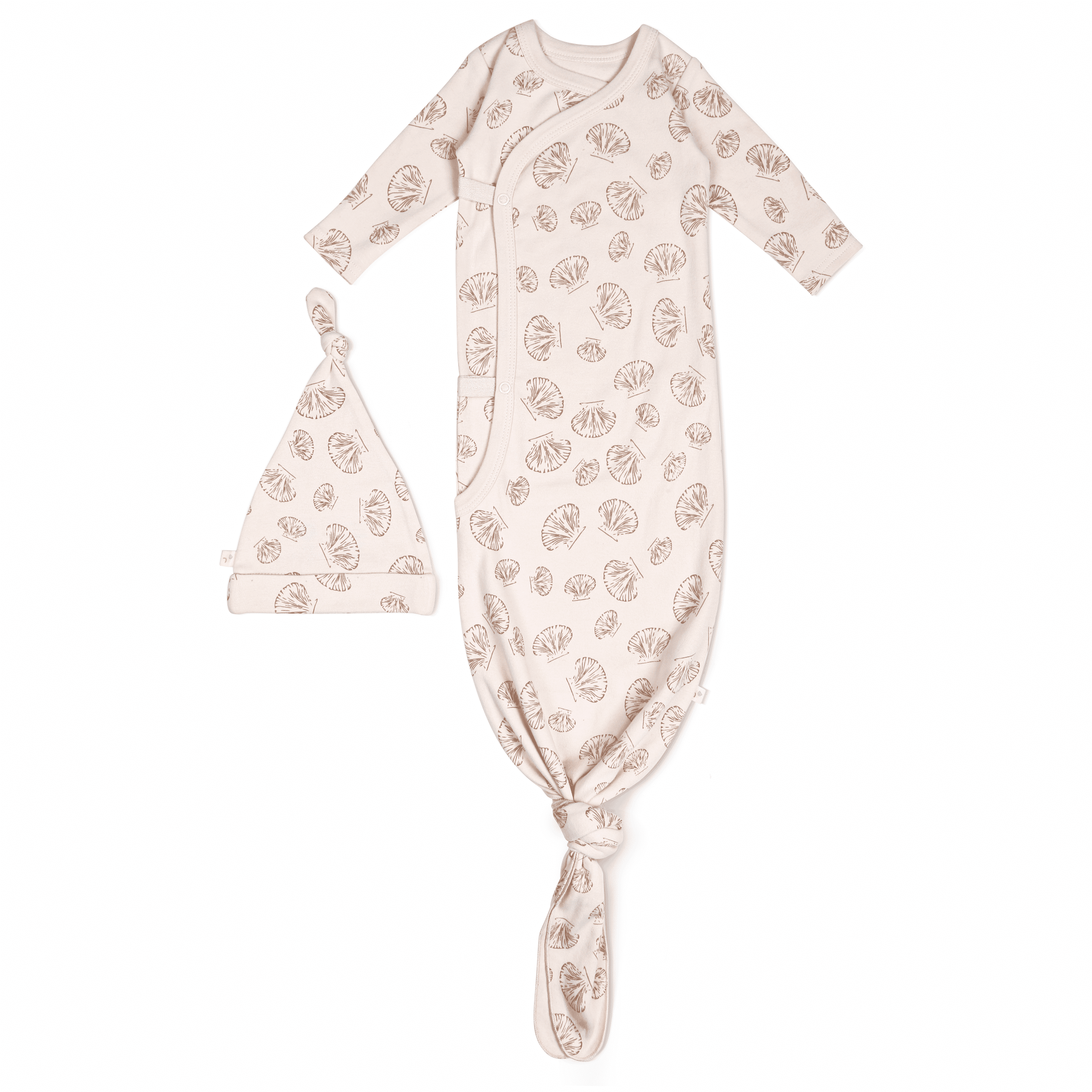 Organic Kimono Knotted Sleep Gown - Seashells