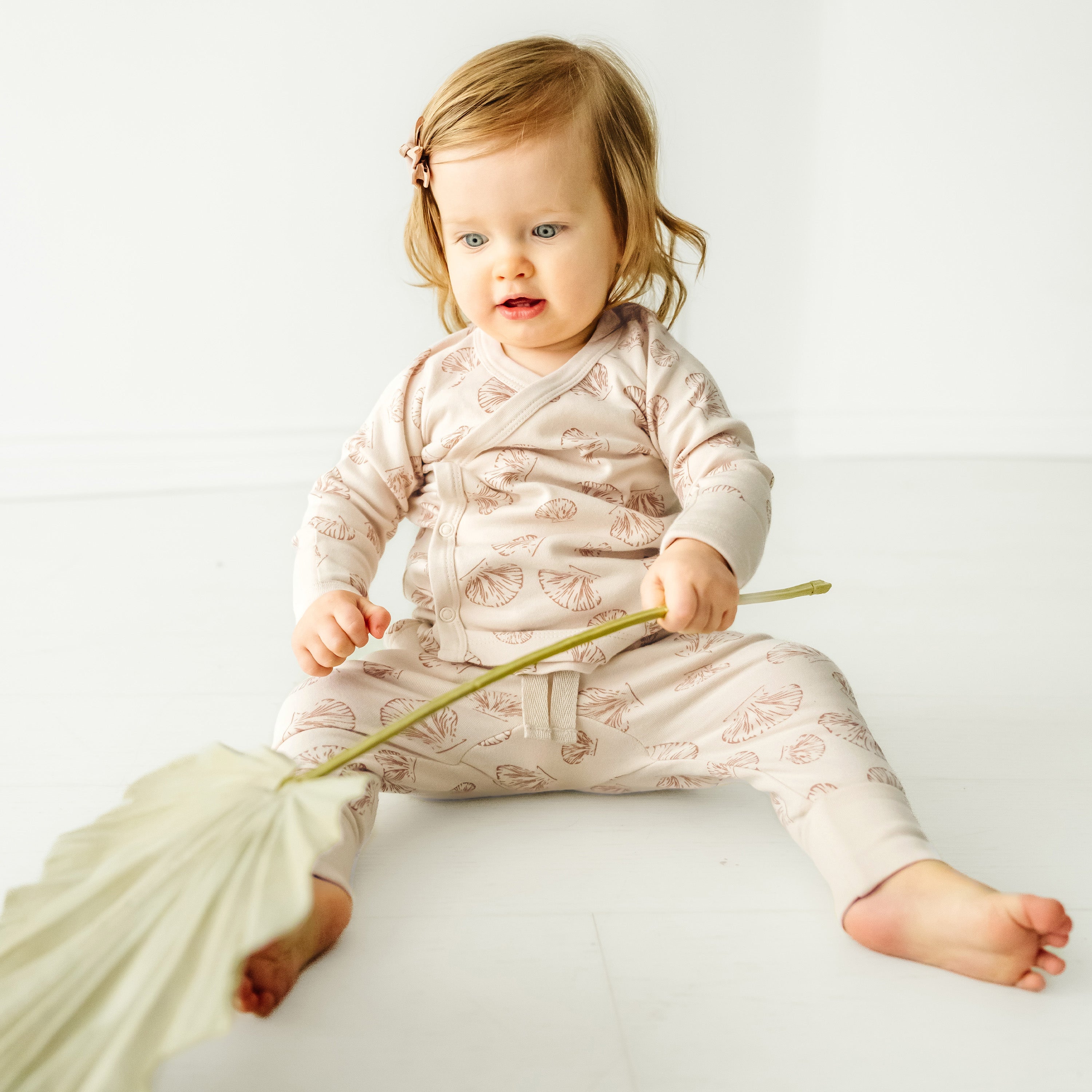 Organic Kimono Top & Pants Set -seashells