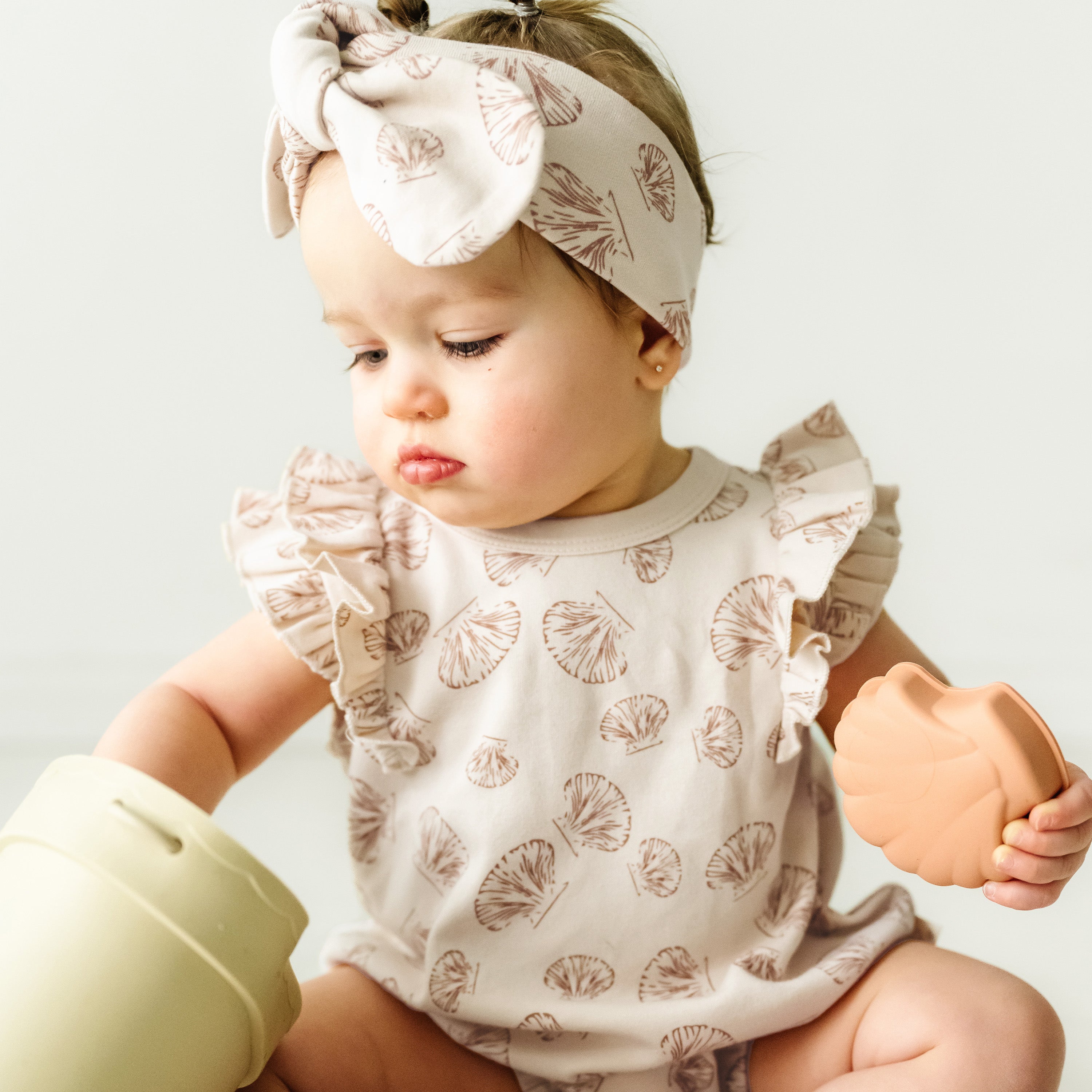 Organic Flutter Bubble Onesie - Seashells