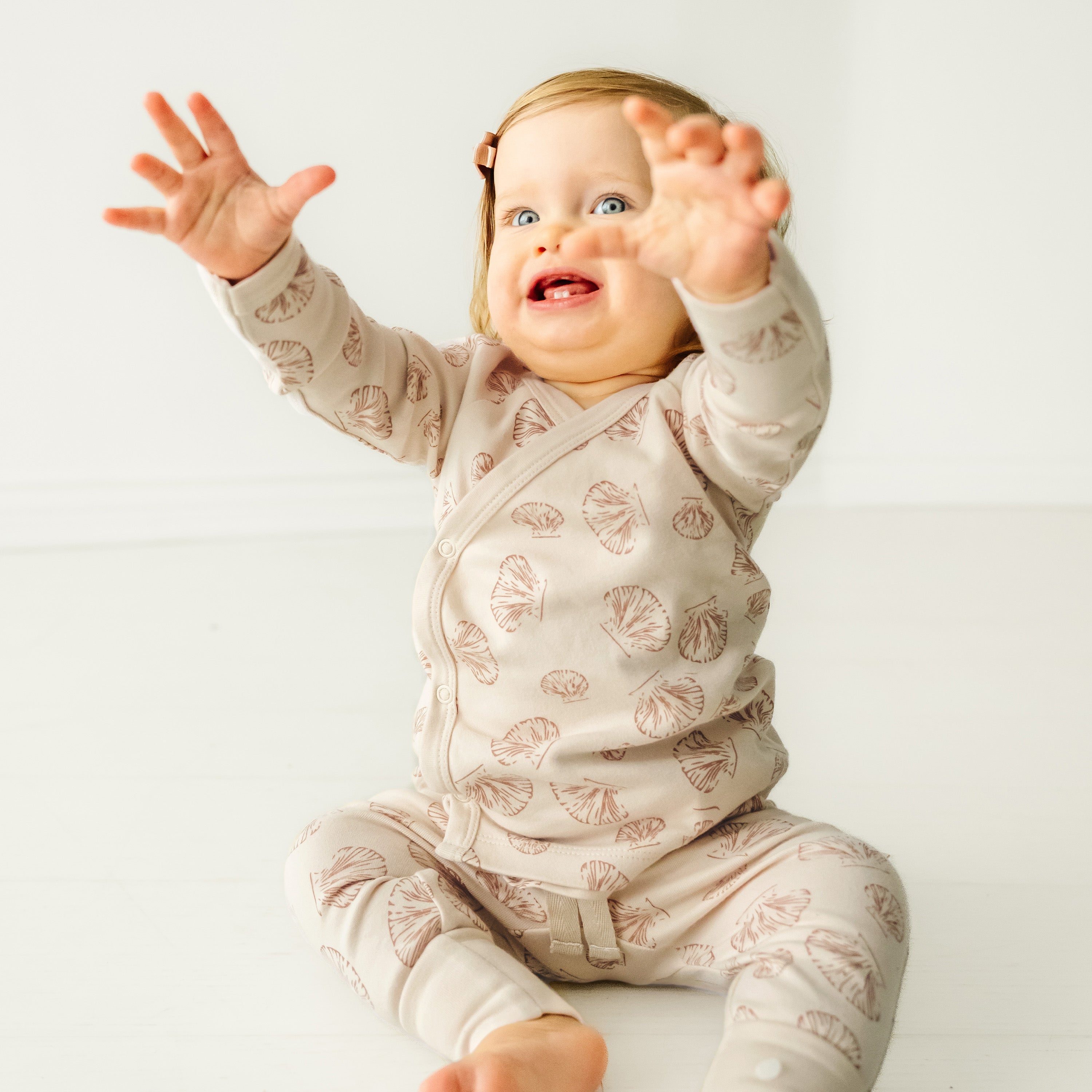 Organic Kimono Top & Pants Set -seashells