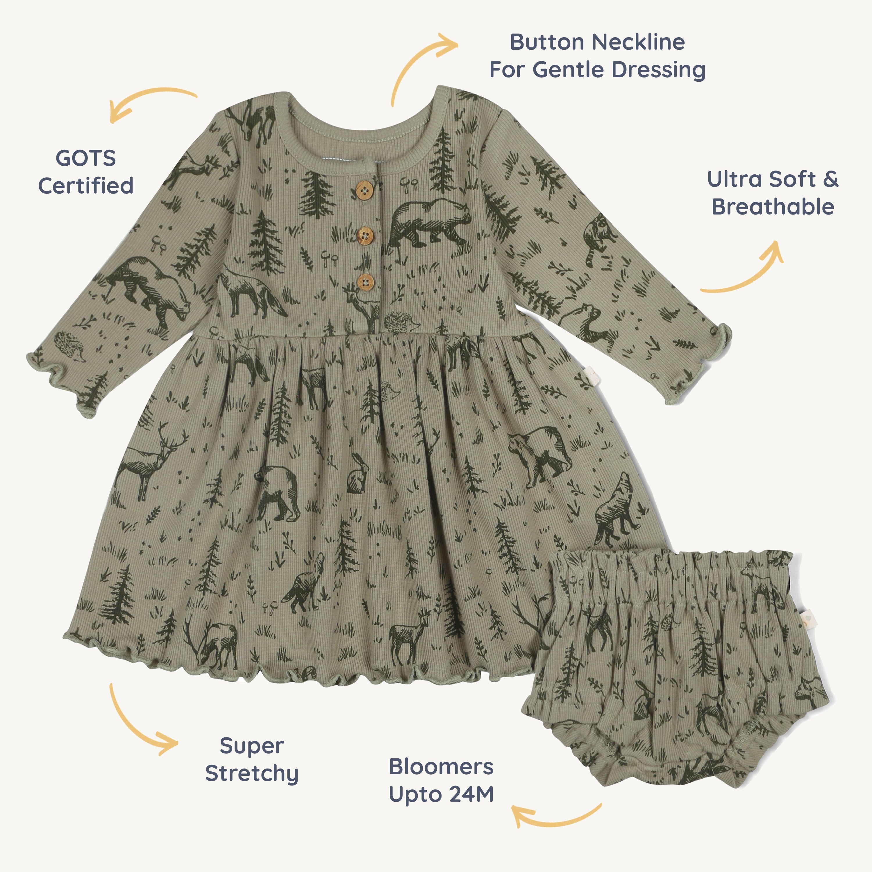 Organic Twirl Dress - Forest Folk