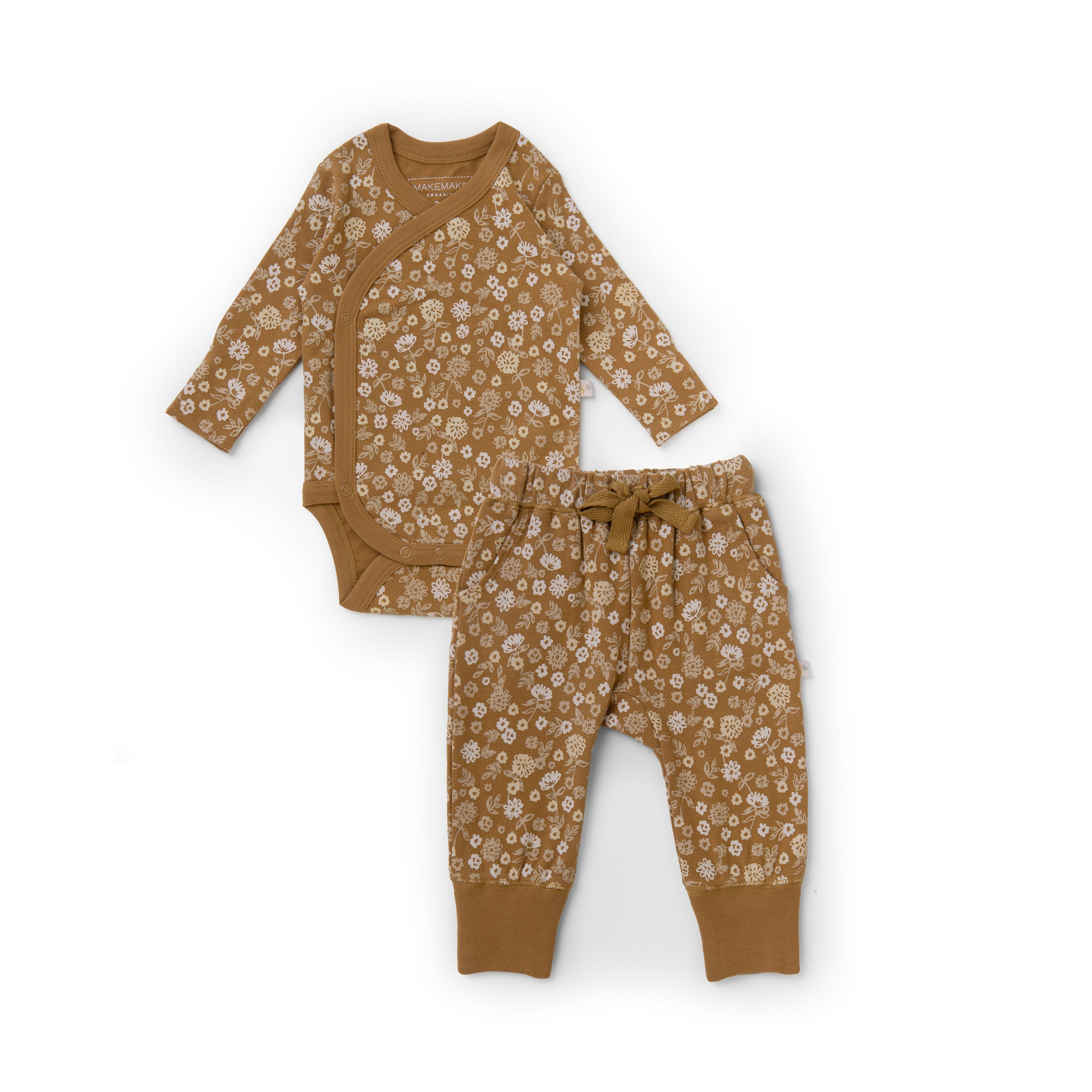 Organic Kimono Onesie & Pants Set - Wildflower