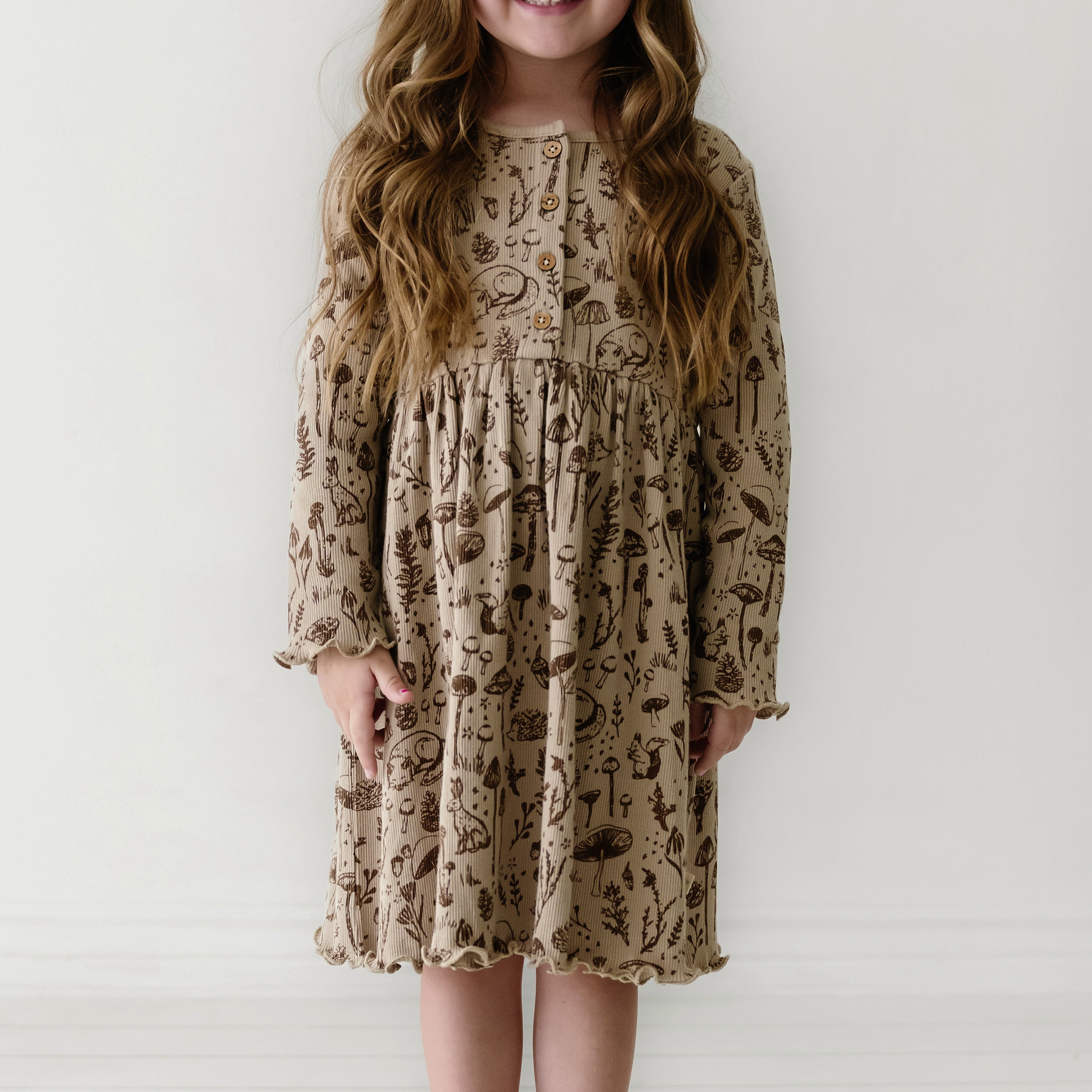 Organic Long Sleeve Twirl Dress - Woodland