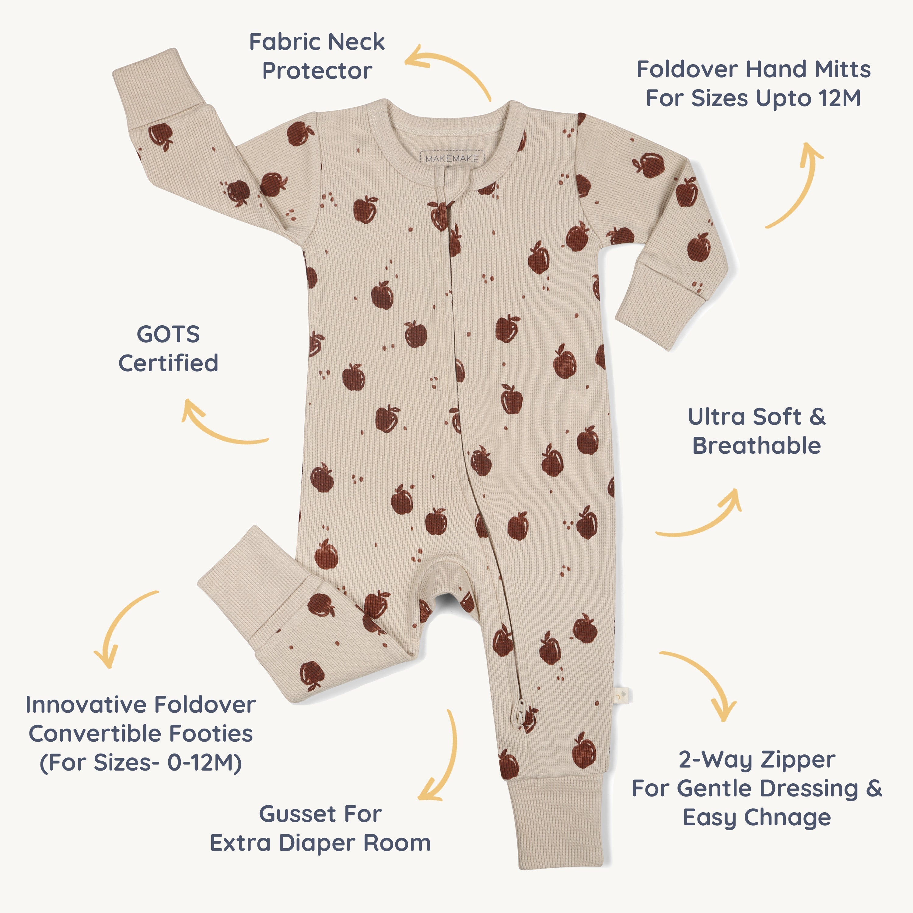 Organic 2-way Zip Romper - Orchard