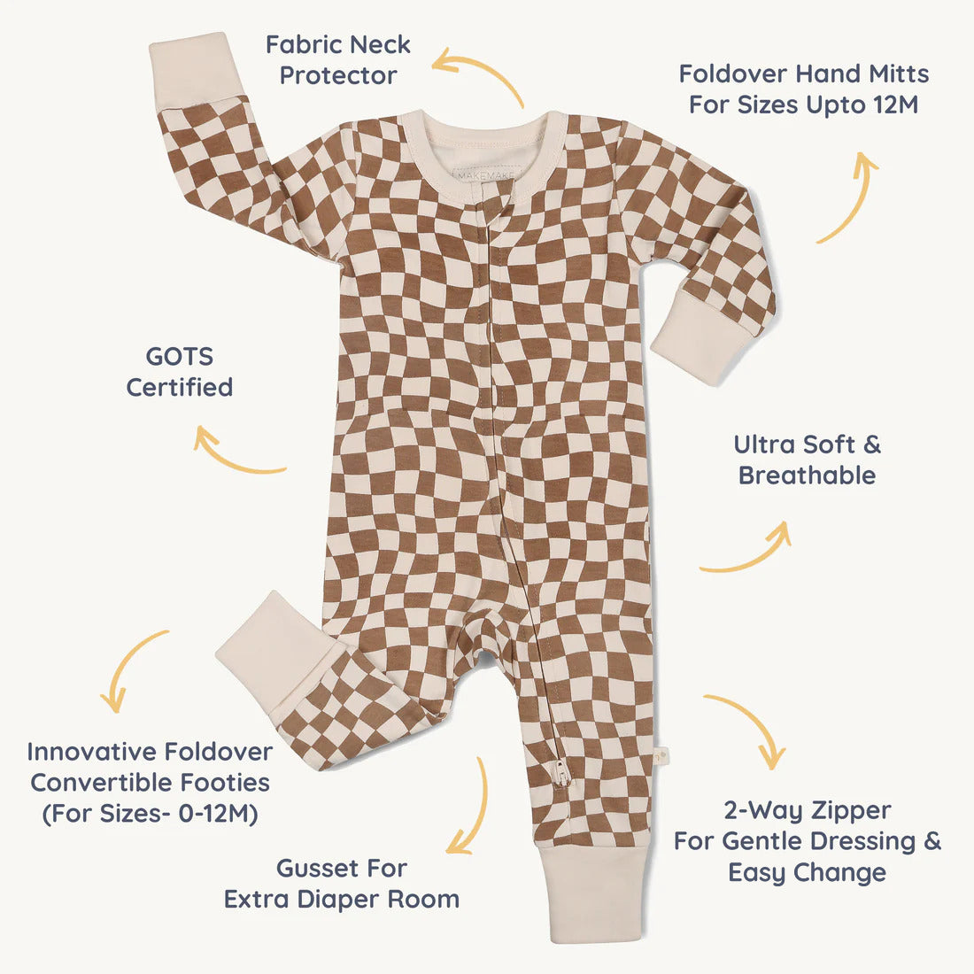 Organic 2-way Zip Romper - Groovy