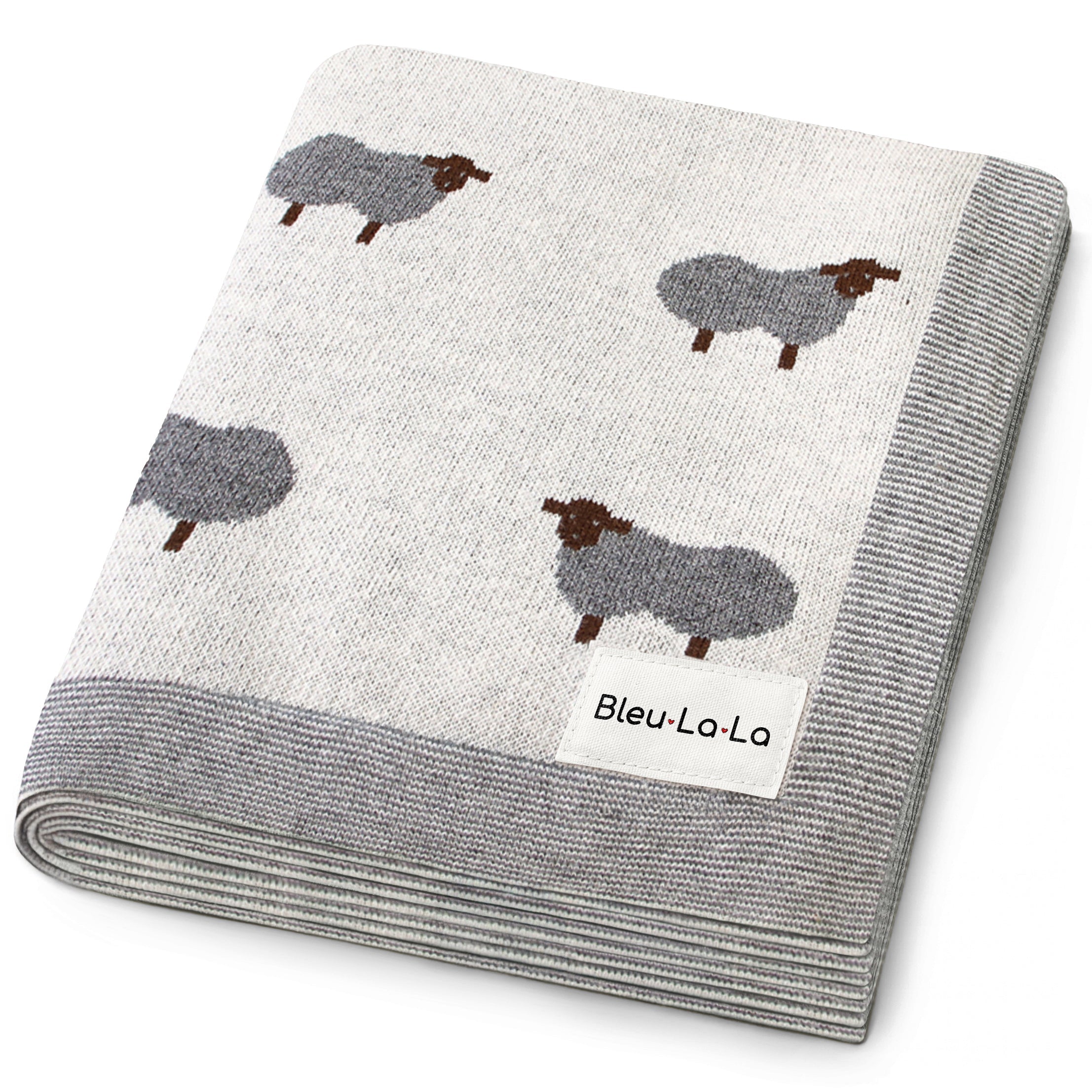 Sheep Knit Receiving Baby Blanket