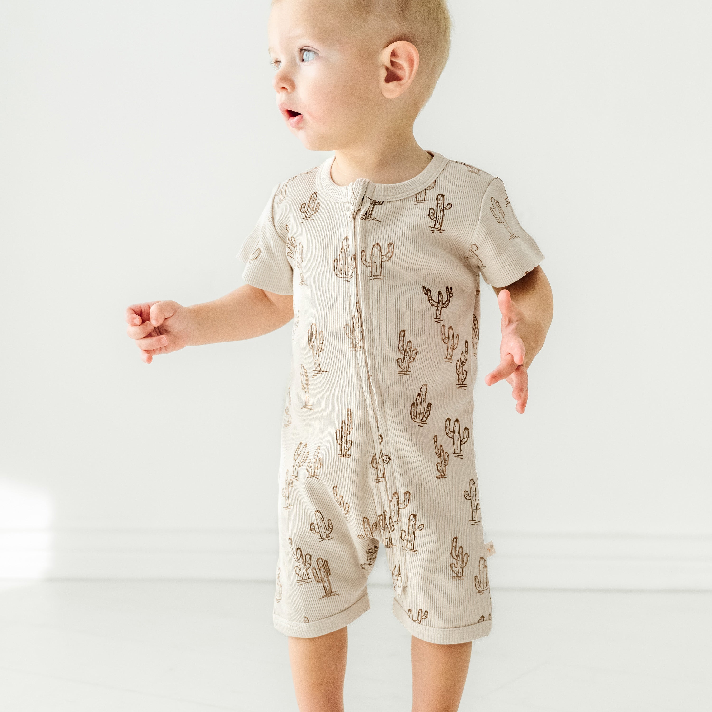 Organic Short Zip Romper - Cactus