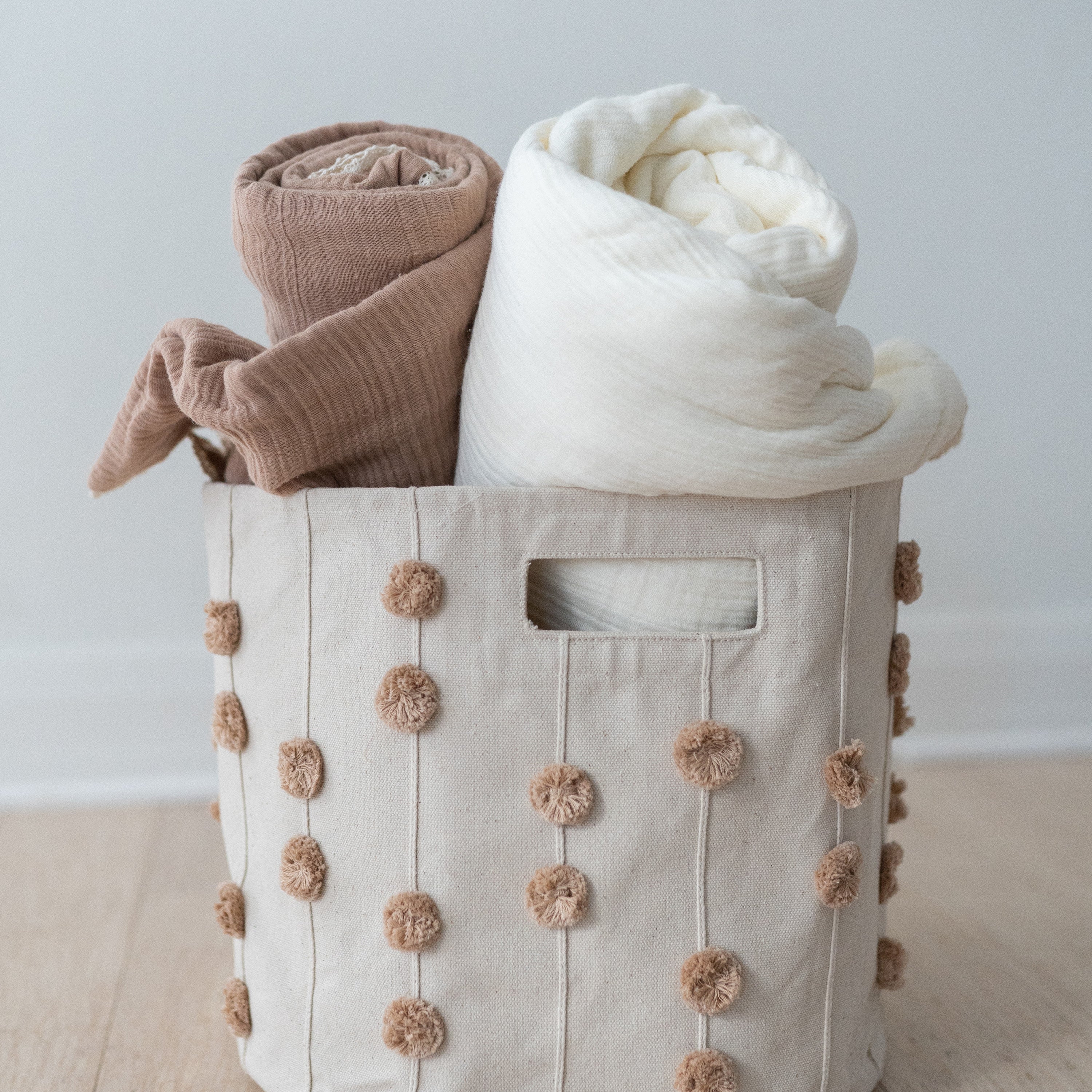 Storage Basket Pompom Taupe