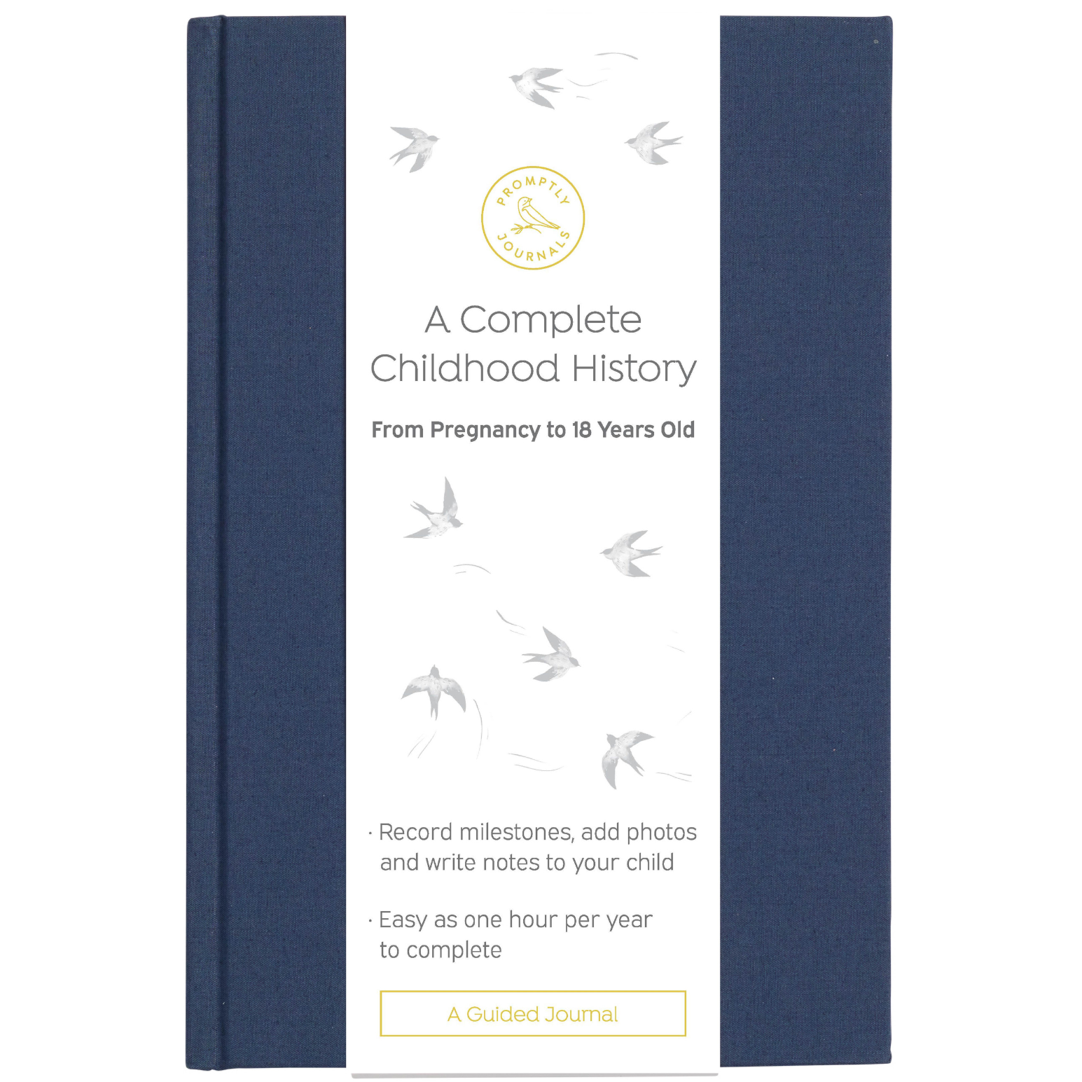 A Complete Childhood History: From Pregnancy to 18 Years Old (Navy Blue, Linen) by Promptly Journals