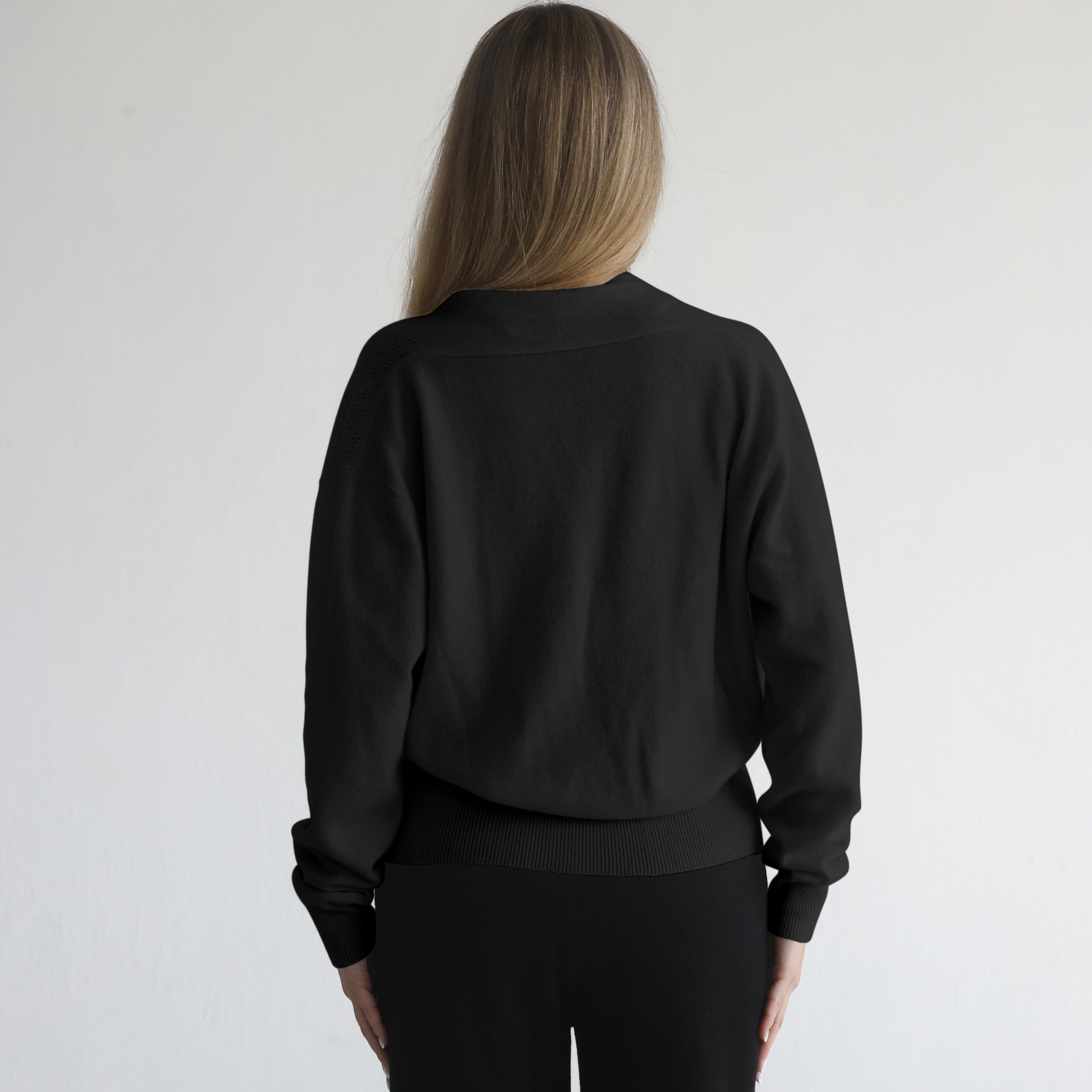 100% Cashmere Wrap Sweater - Bloom (noir)
