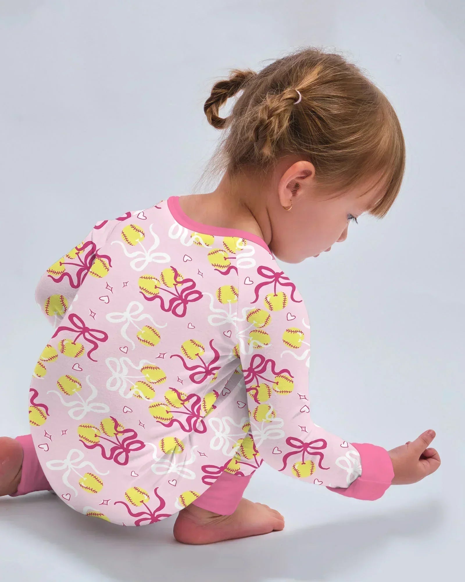 Softball Cherry Mom And Girl Matching Bamboo Convertible Zippy