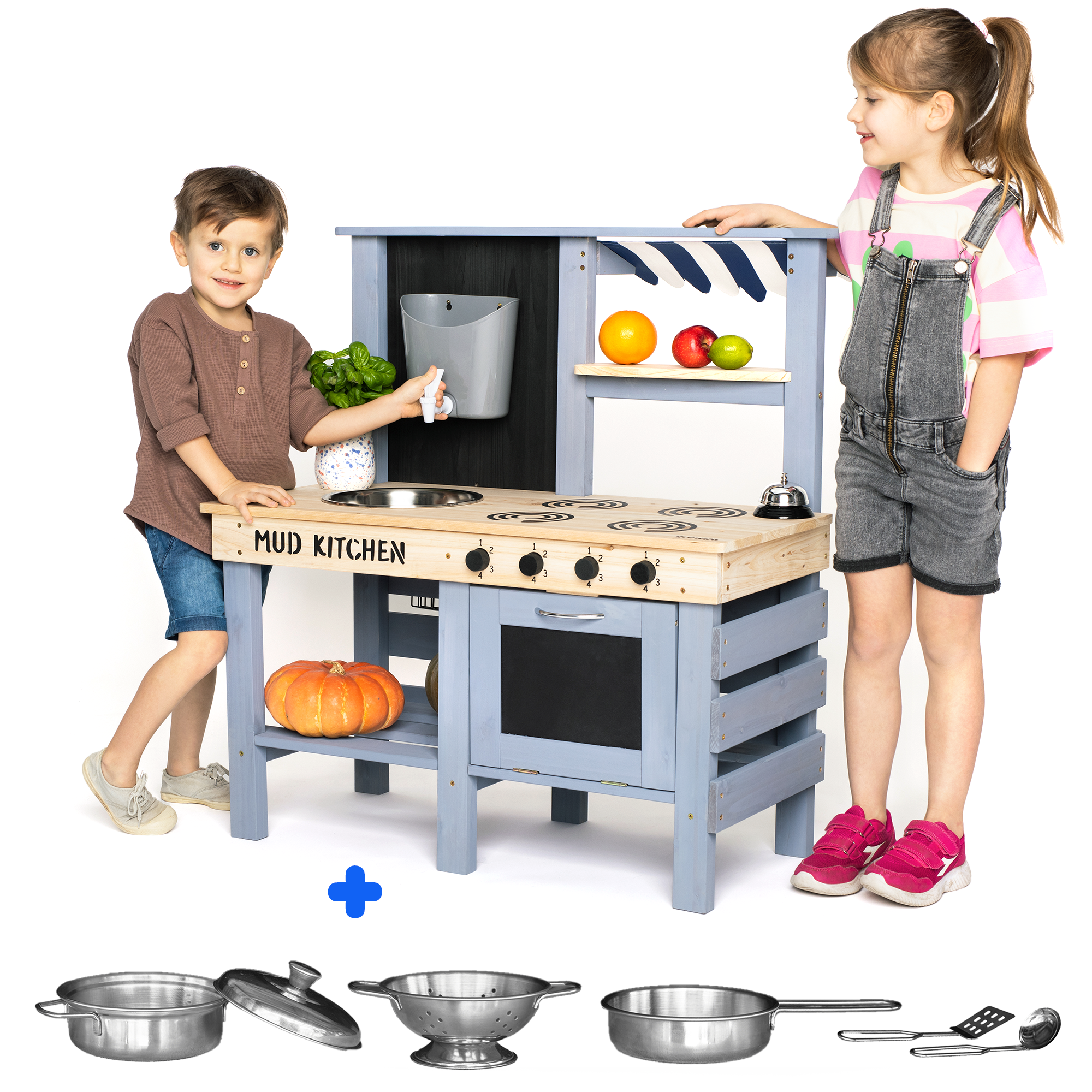 2 In 1 Wooden Outdoor Mud Kitchen & Grocery Store Pretend Play