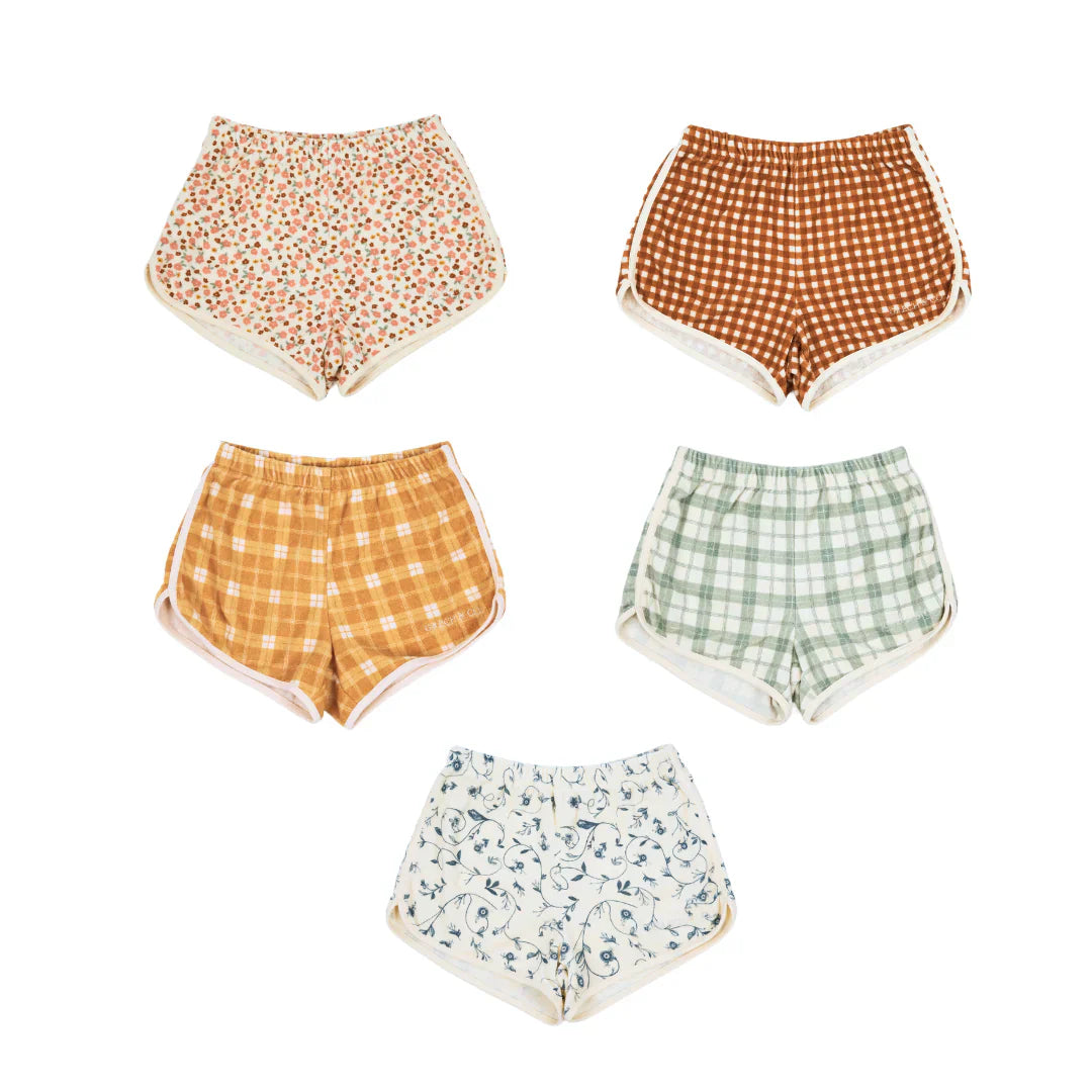 Retro Shorts | Organic Cotton Terry - Sienna Gingham |