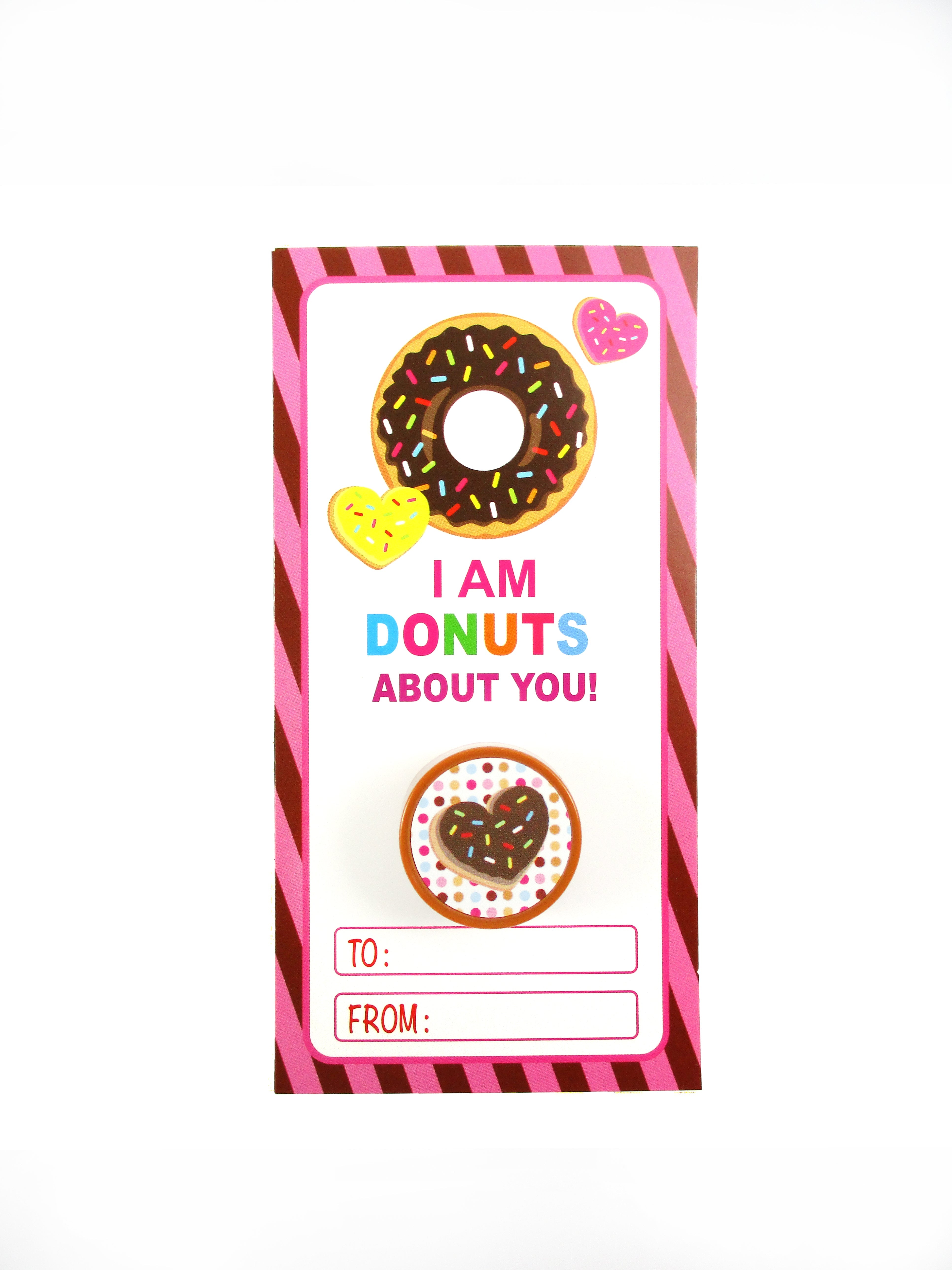 Donuts Valentine's Day Cards With Stampers For Classroom Exchange