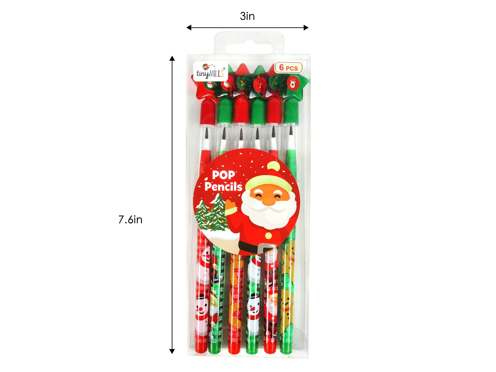 Holiday Season Christmas Stackable Point Pencils - Set Of 6