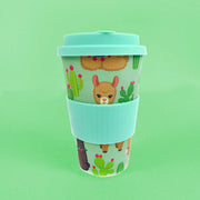 Eco-friendly Reusable Plant Fiber Travel Mug With Llama Alpaca Design