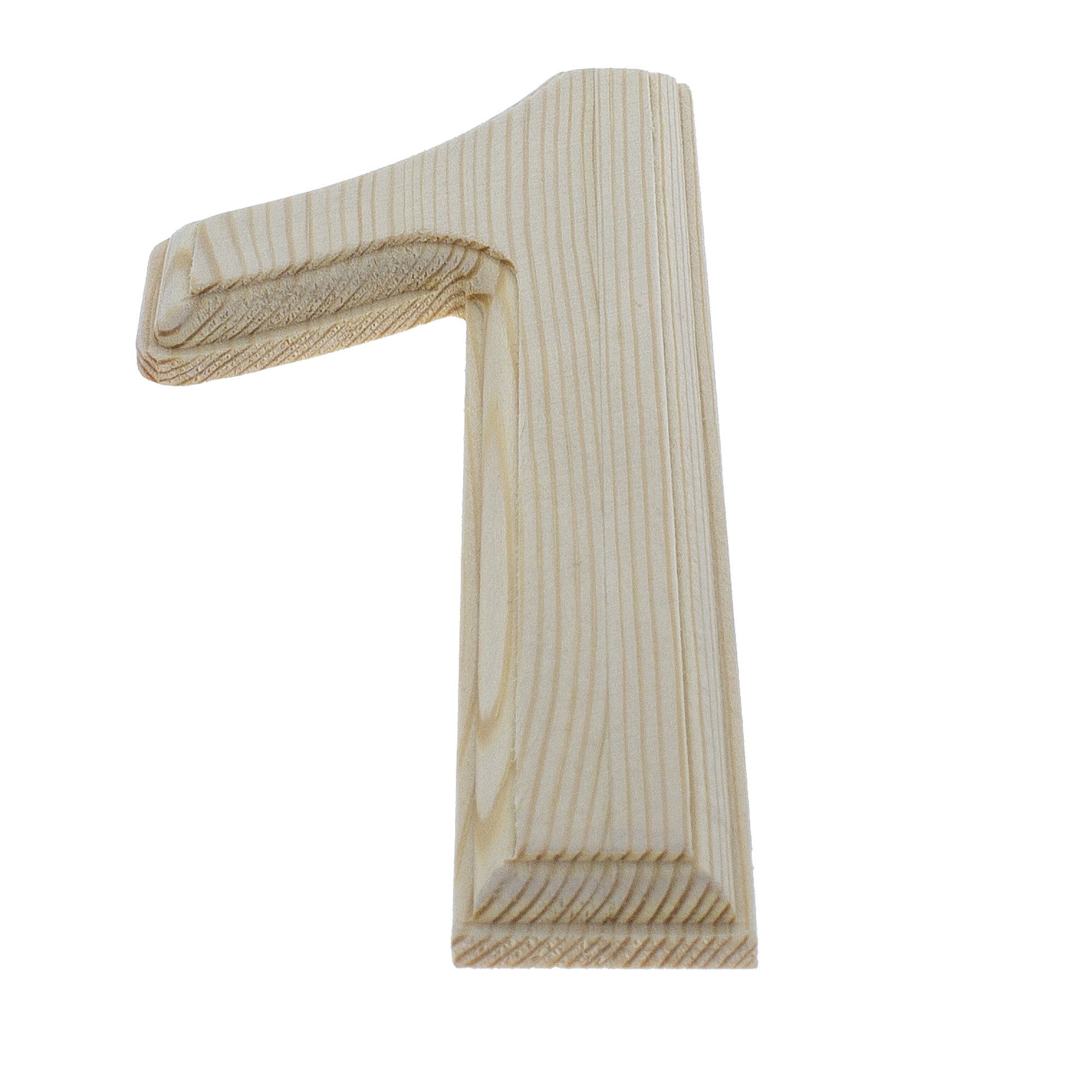 Unfinished Wooden Arial Font Number 1 (one) 6.25 Inches