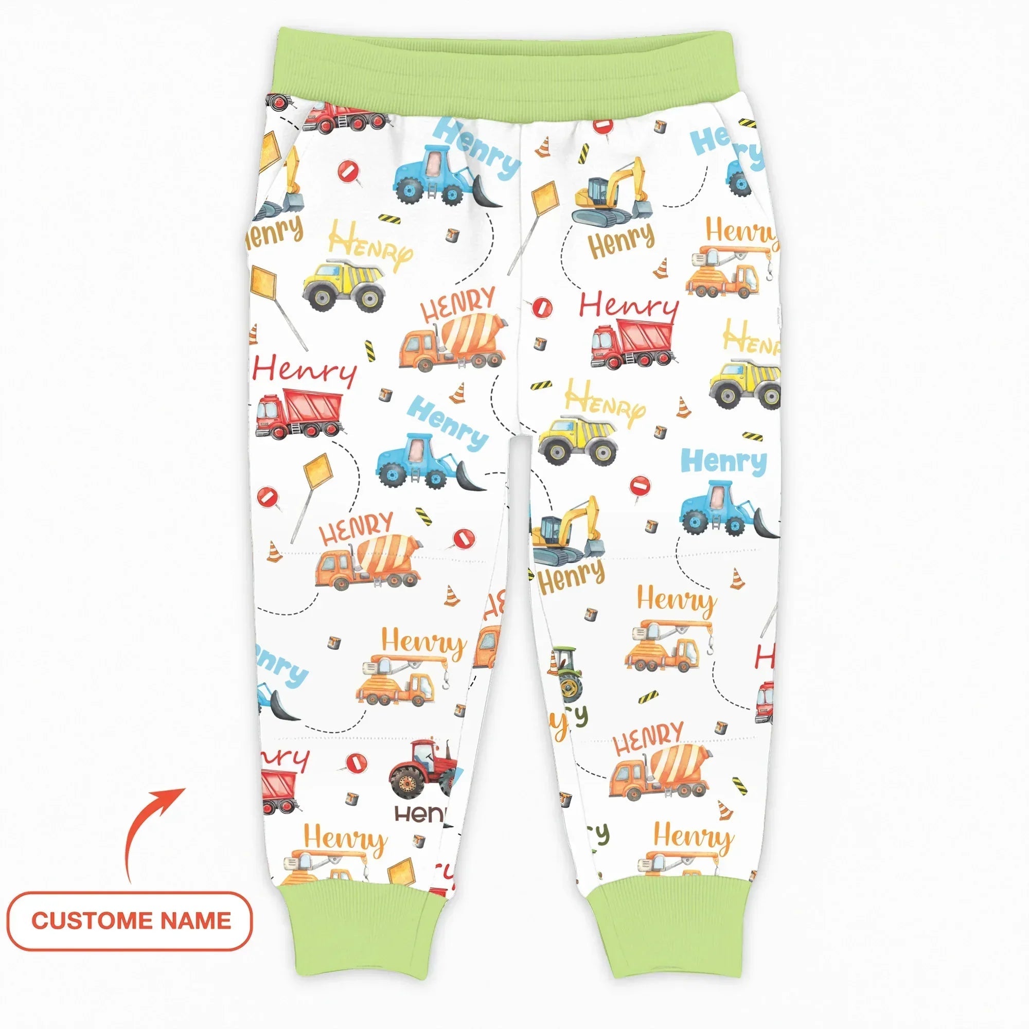 Construction Vehicles Custom Name Bamboo Jogger