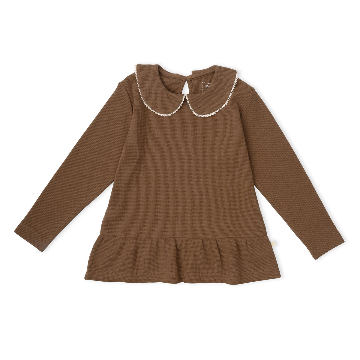 Organic Collar Peplum Top Set Of 2 - Chestnut Bloom + Brown