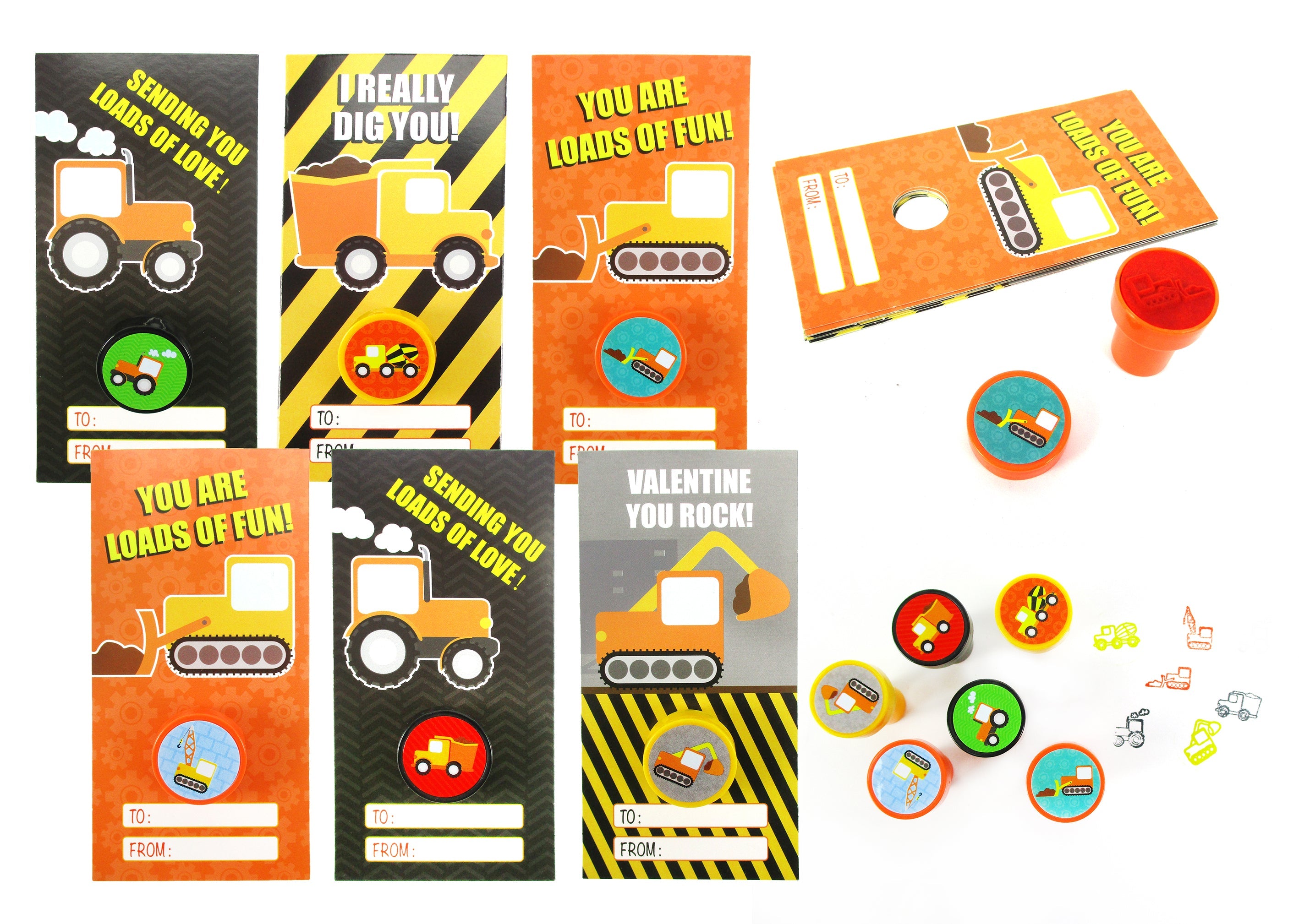 Construction Cards With Stampers For Classroom Birthday Party Favors