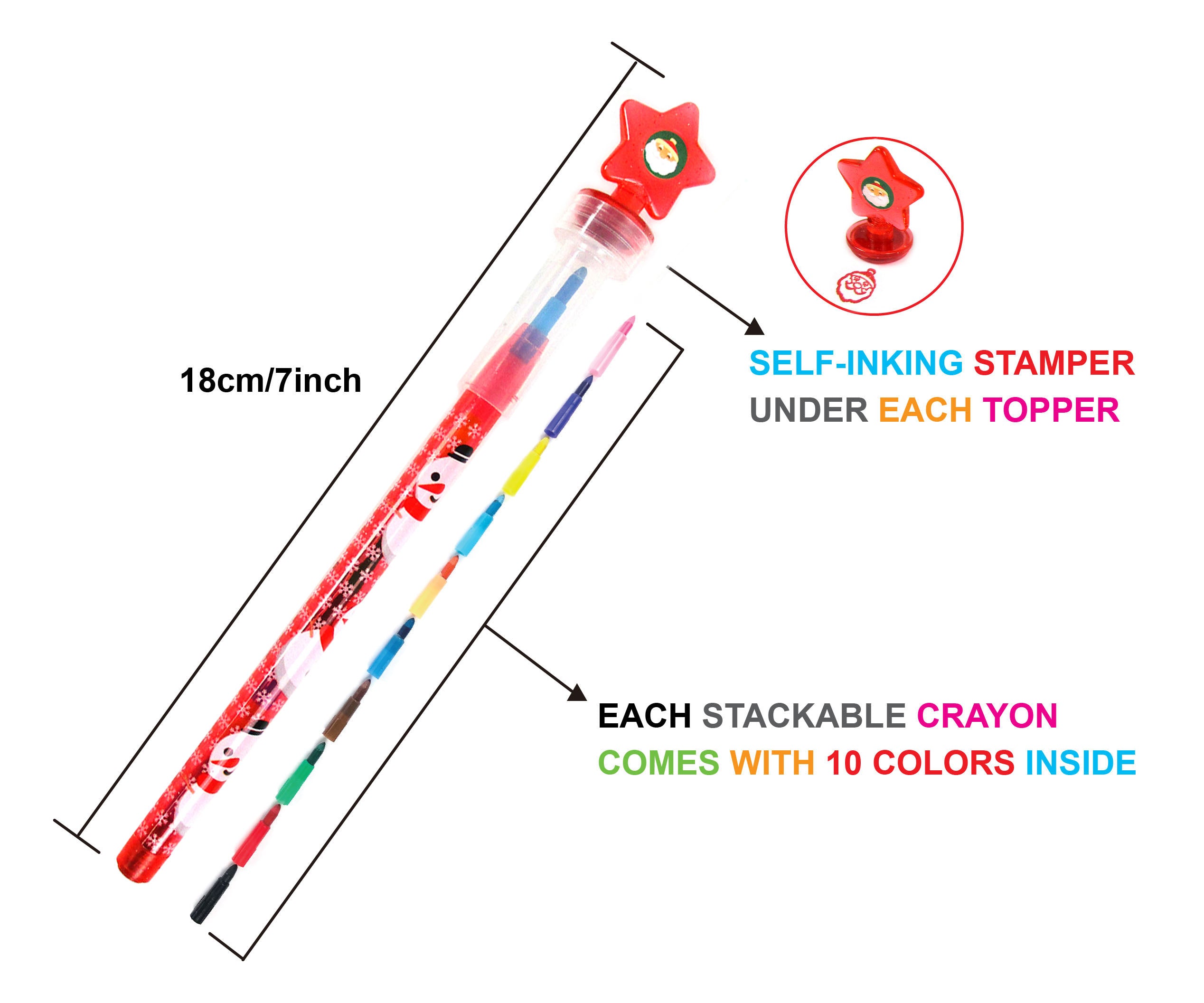 Christmas Stackable Crayon With Stamper Topper