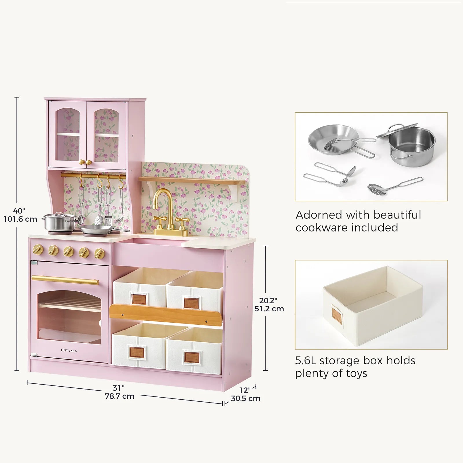 ® Wooden Play Kitchen With Storage For Creative Toddlers