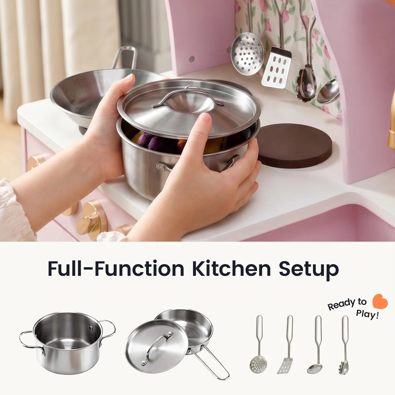 ® Wooden Play Kitchen With Storage For Creative Toddlers