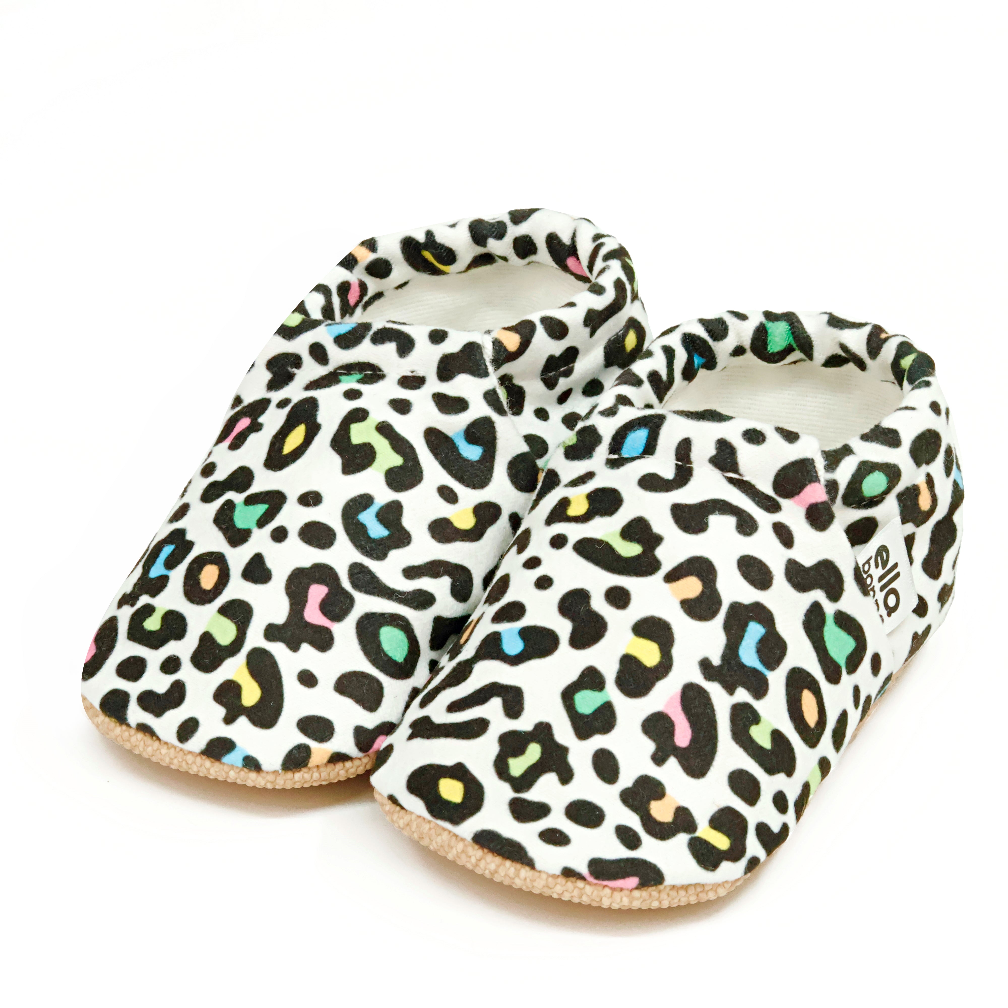 Ella Bonna Non-slip Sole Colorful Leopard Patterned Baby Booties, Home Boot Slippers Nursery Shoes