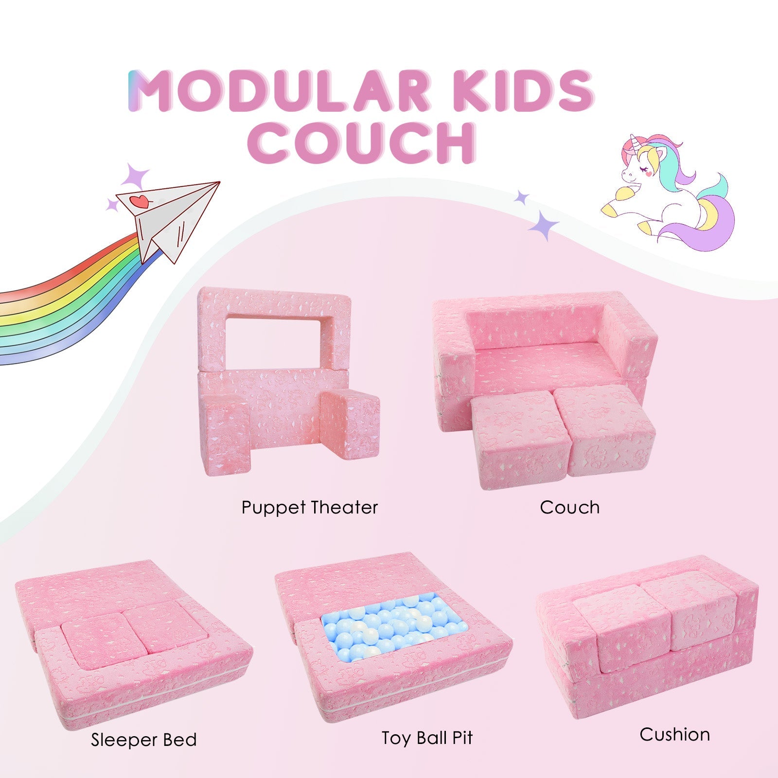 Convertible Kids Modular Couch-glow Pattern