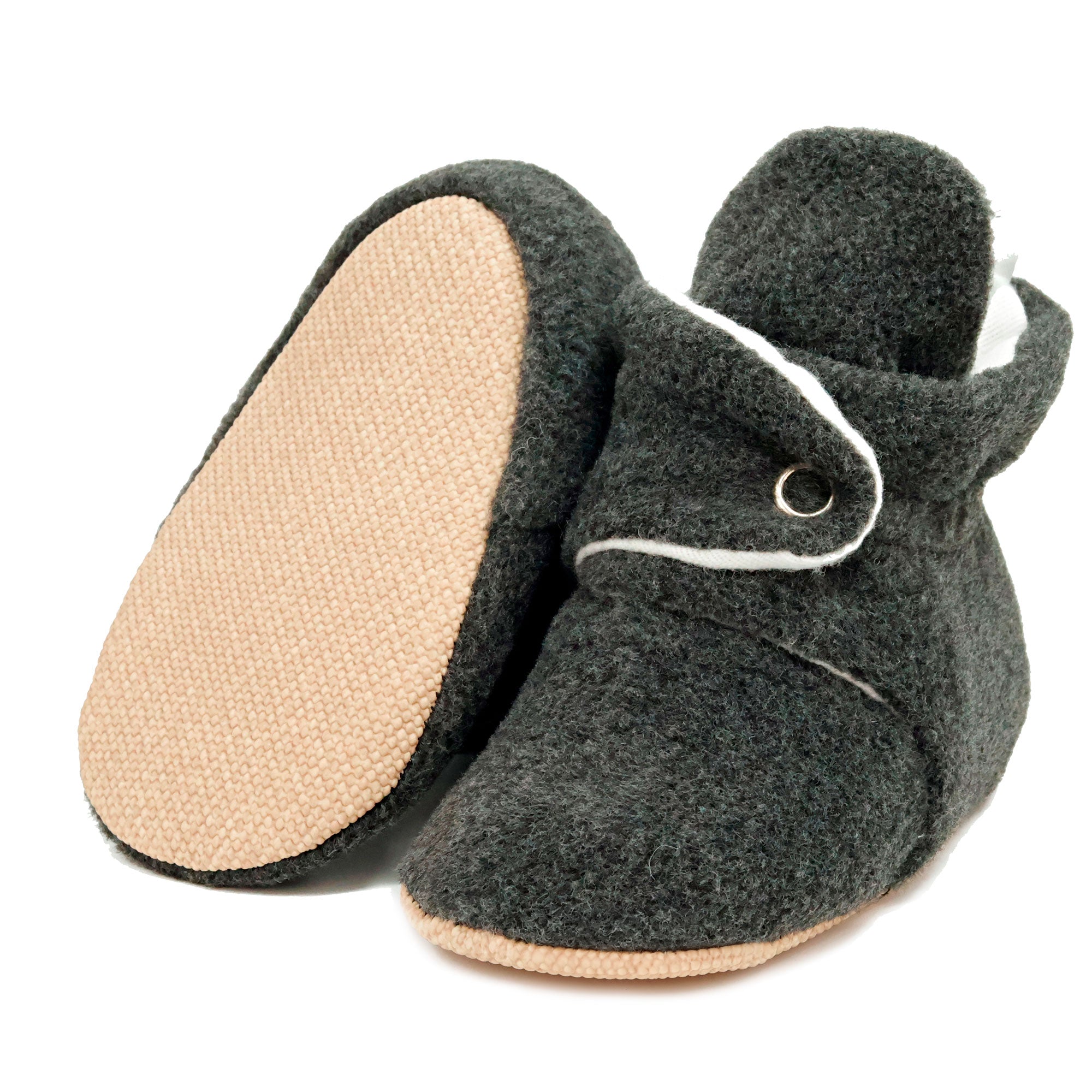 Organic Baby Booties, Newborn Booties Basic, Anthracite