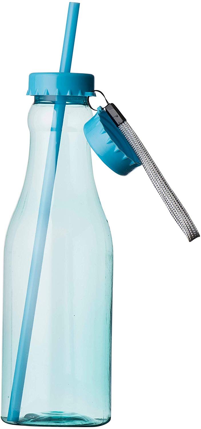 Blue Plastic Bottle With Straw 12 Pack 22 Oz