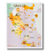 Map Of Greece Risograph Print