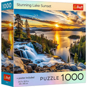 Red Stunning Lake Sunset 1000 Piece Puzzle