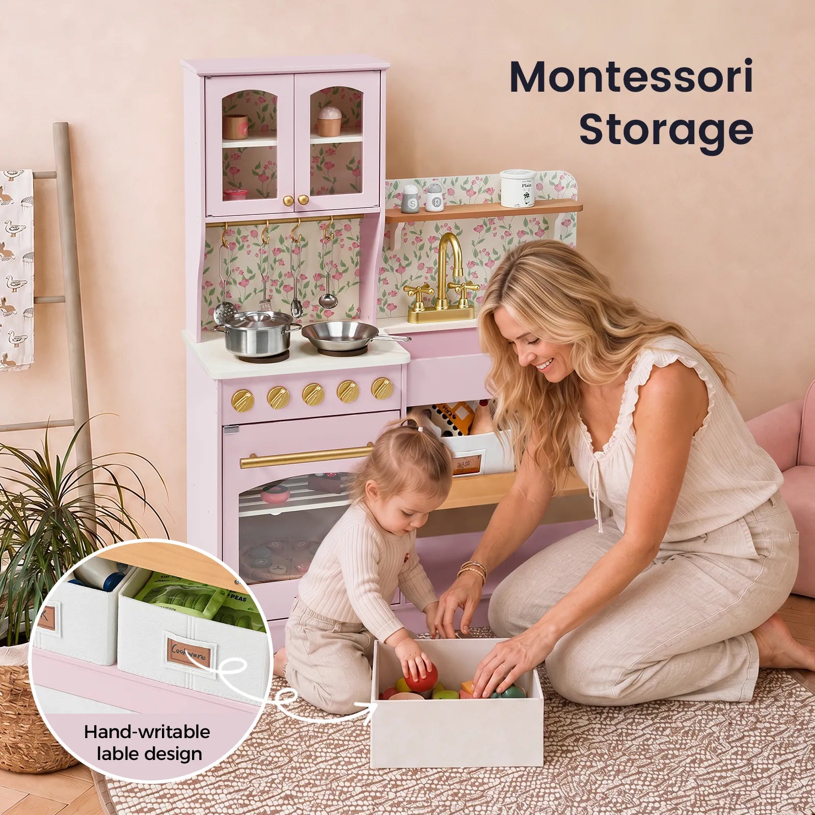 ® Wooden Play Kitchen With Storage For Creative Toddlers
