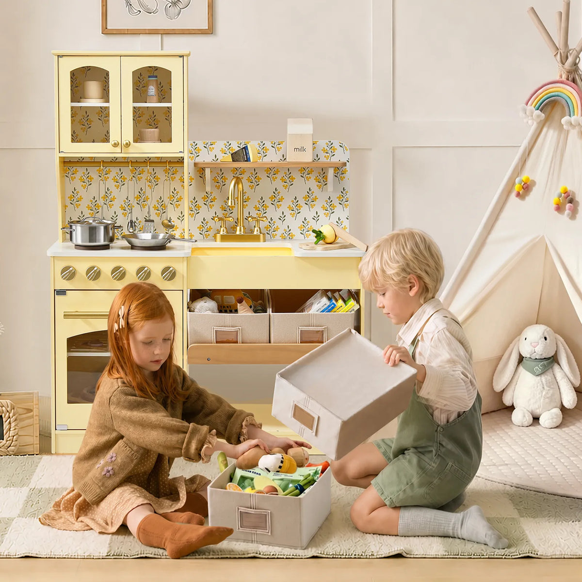 ® Wooden Play Kitchen With Storage For Creative Toddlers