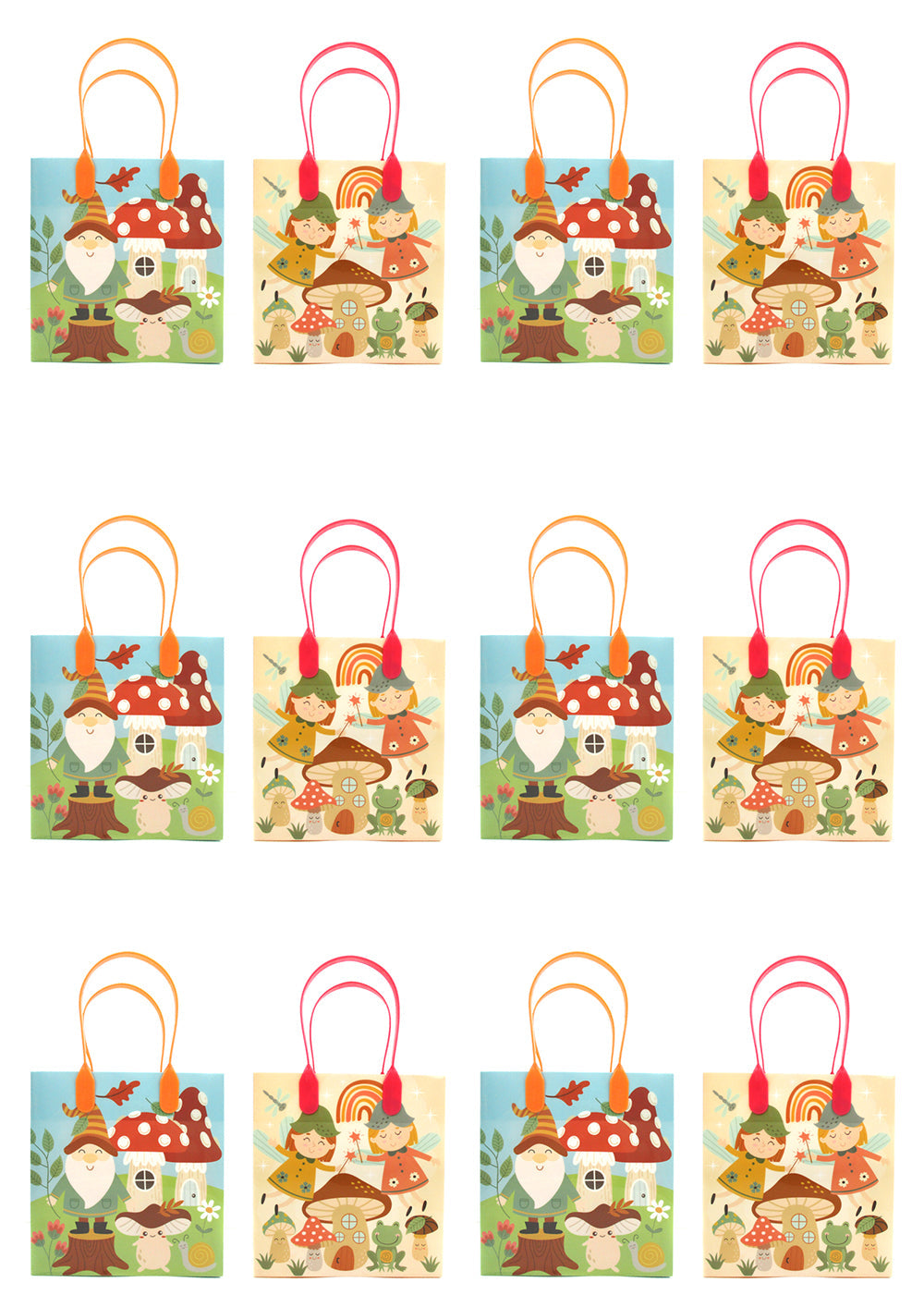 Garden Gnome Party Favor Treat Bags - Set Of 6 Or 12