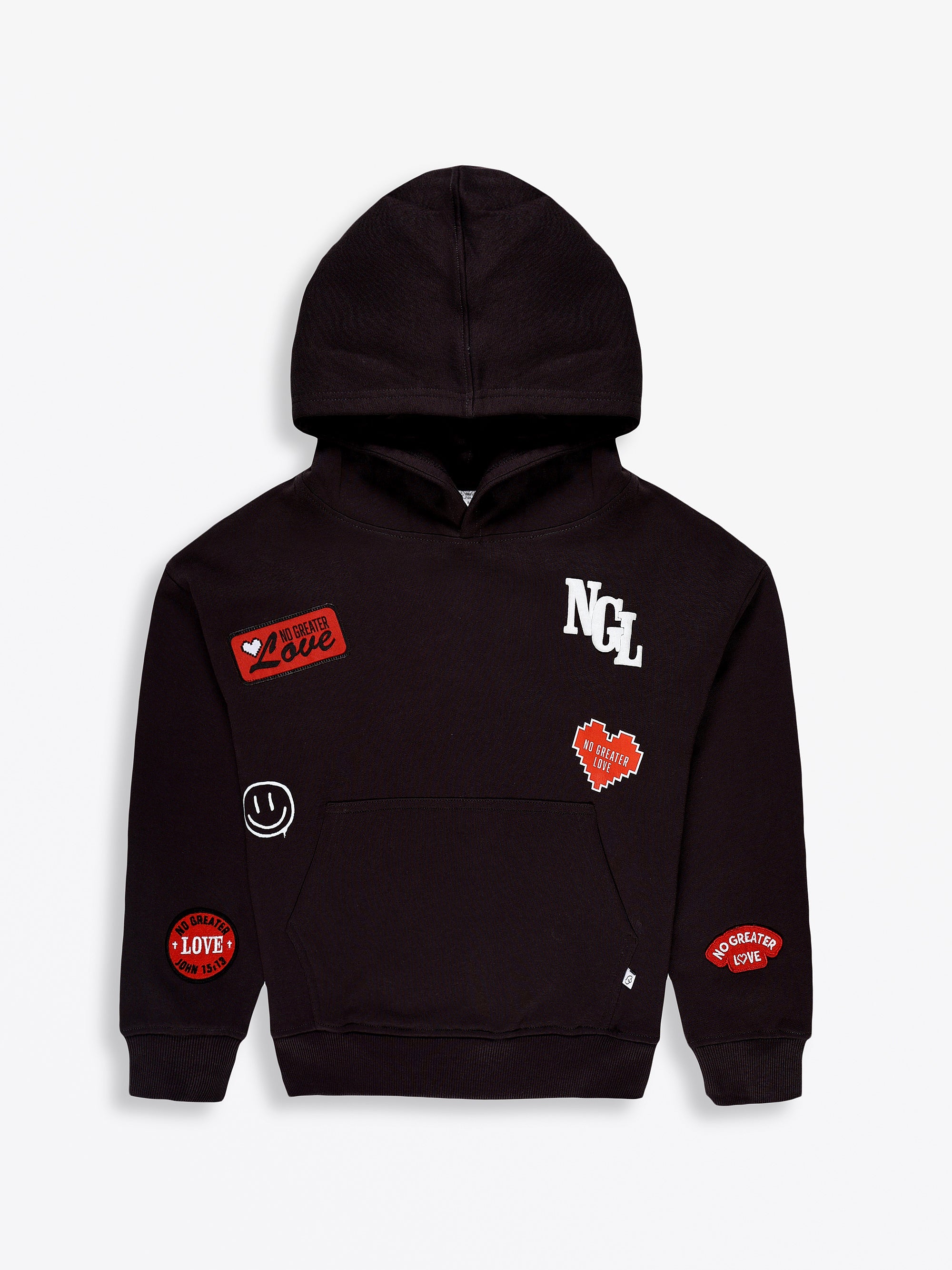 No Greater Love Vintage Washed Black Cotton Fleece Hoodie