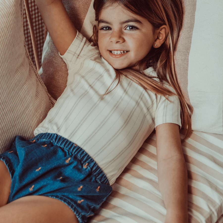 The Denim Short - Mist Stripe