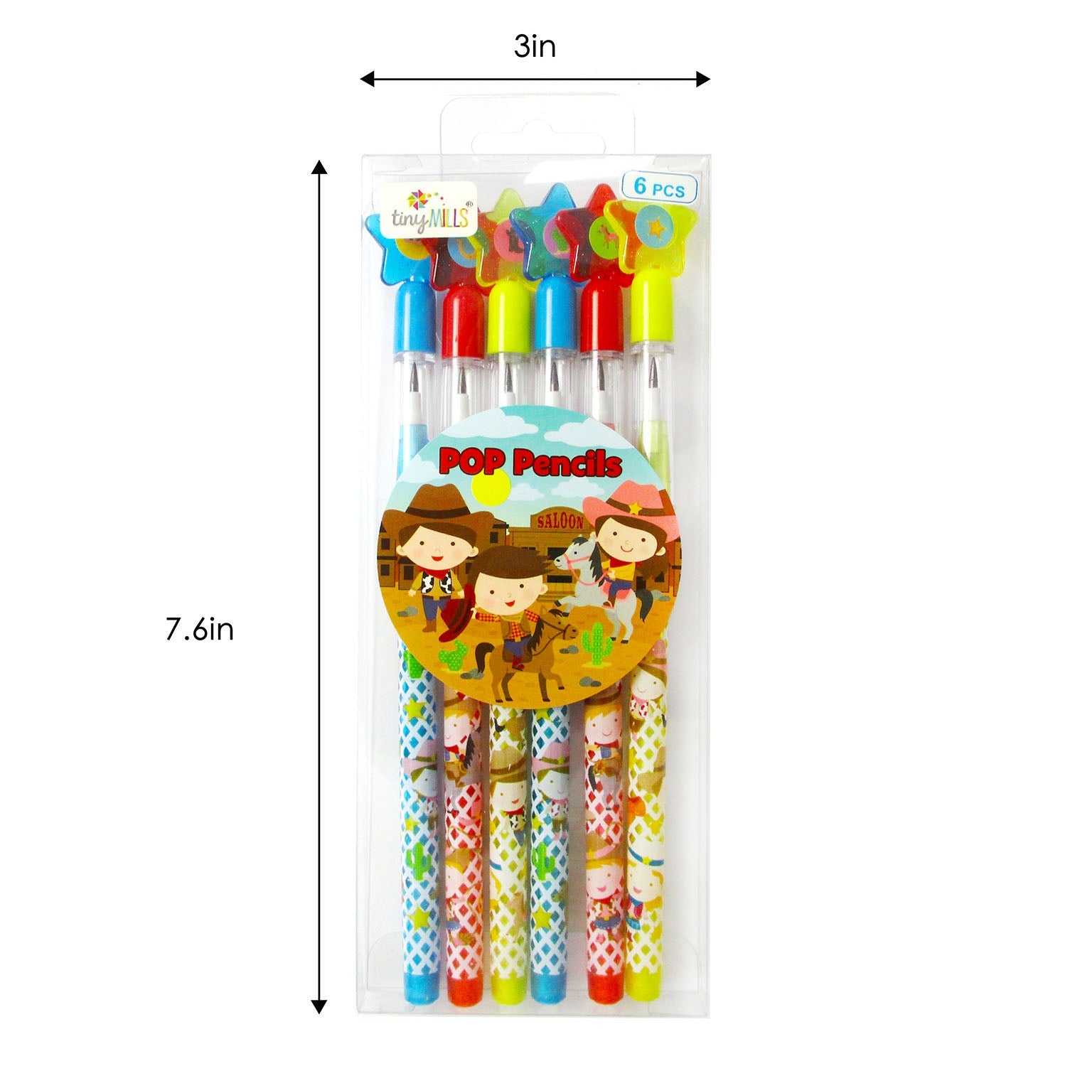 Western Cowboys & Cowgirls Stackable Multi Point Pencils - Set Of 6